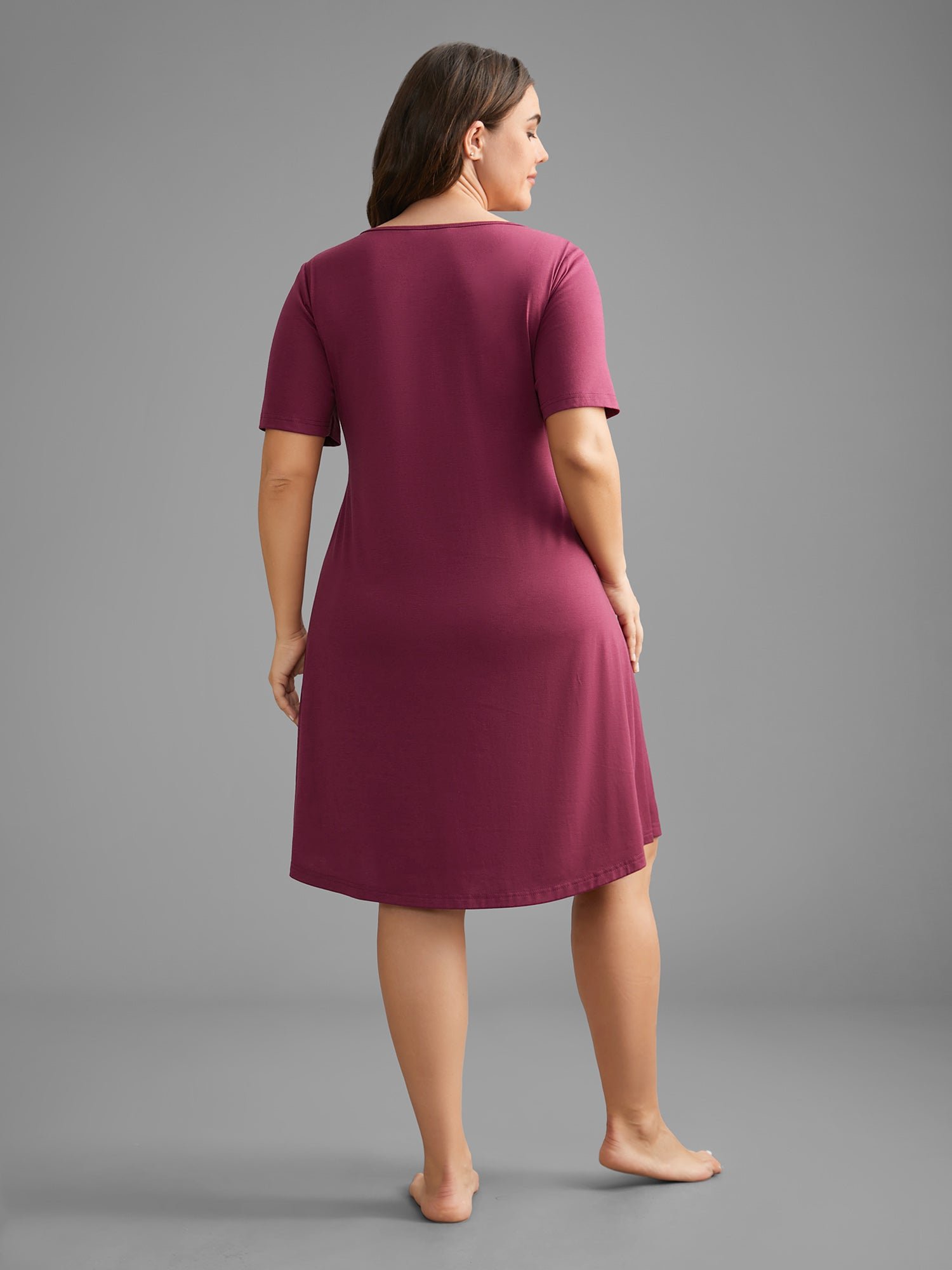 V Neck Lace Trim Sleep Ruffle Sleeve Dress - Image 5