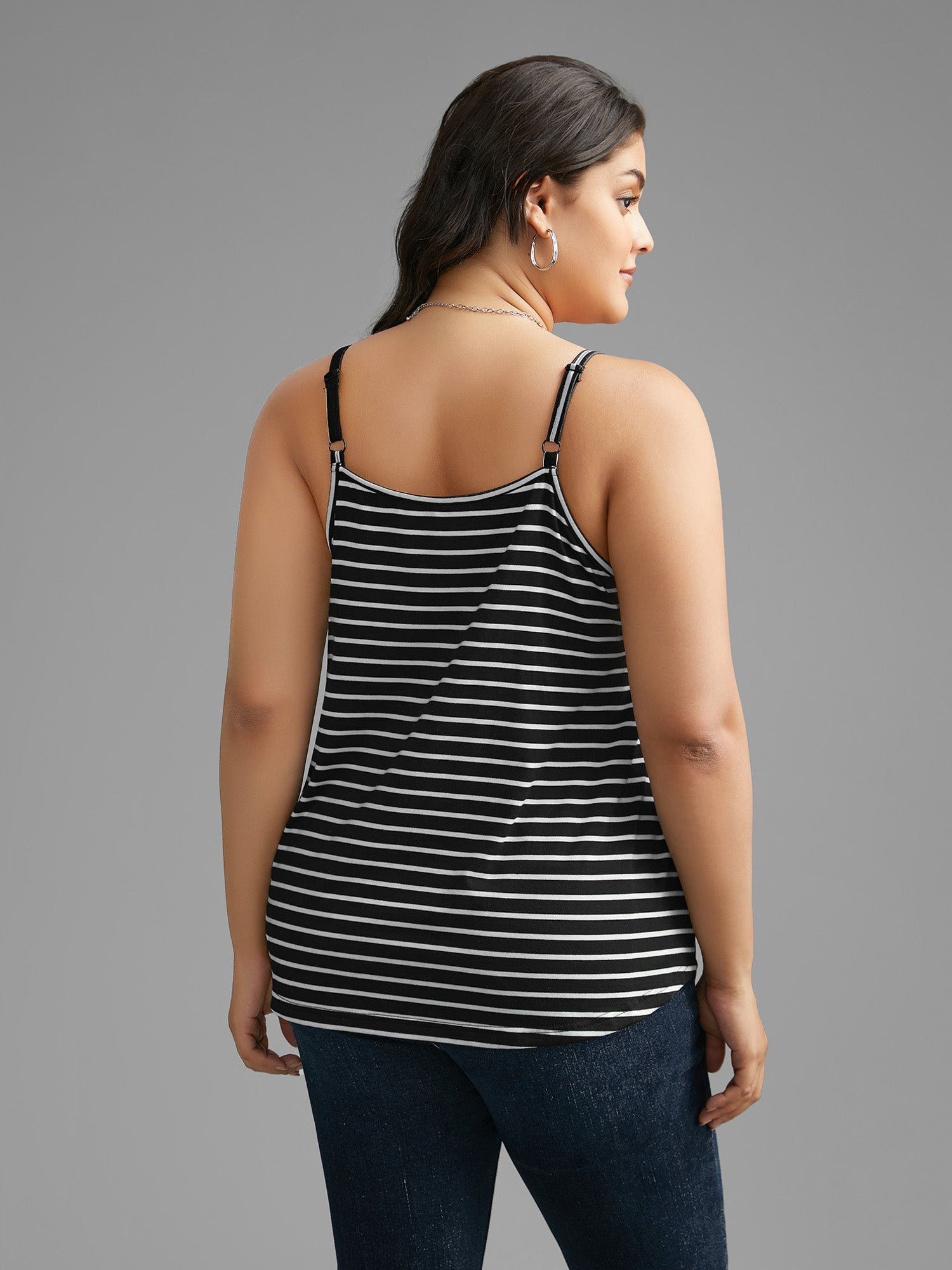 Striped Curved Hem Cami Top - Image 2
