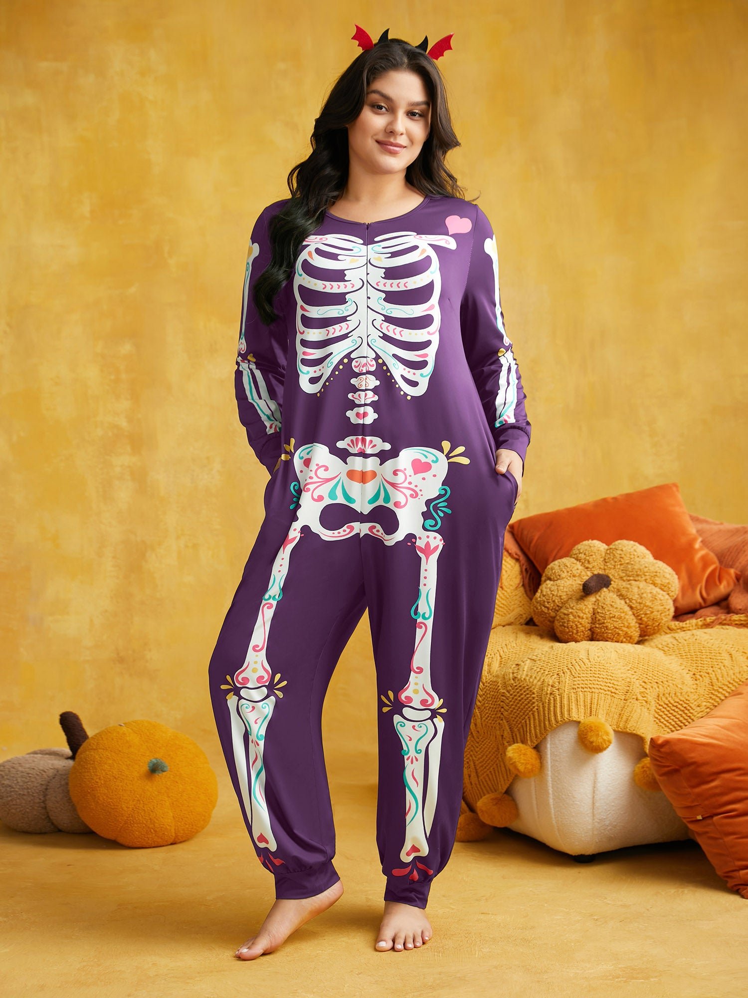 Skeletal Rib Invisible Zipper Romper - Image 9