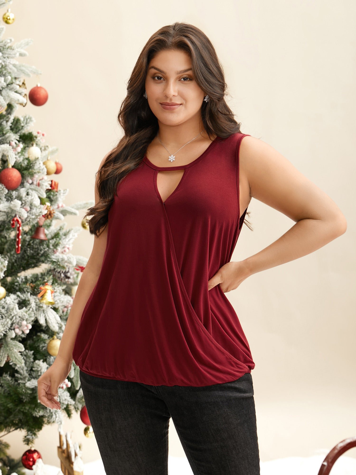 Festive Neck Cut-Out Cami - Image 4