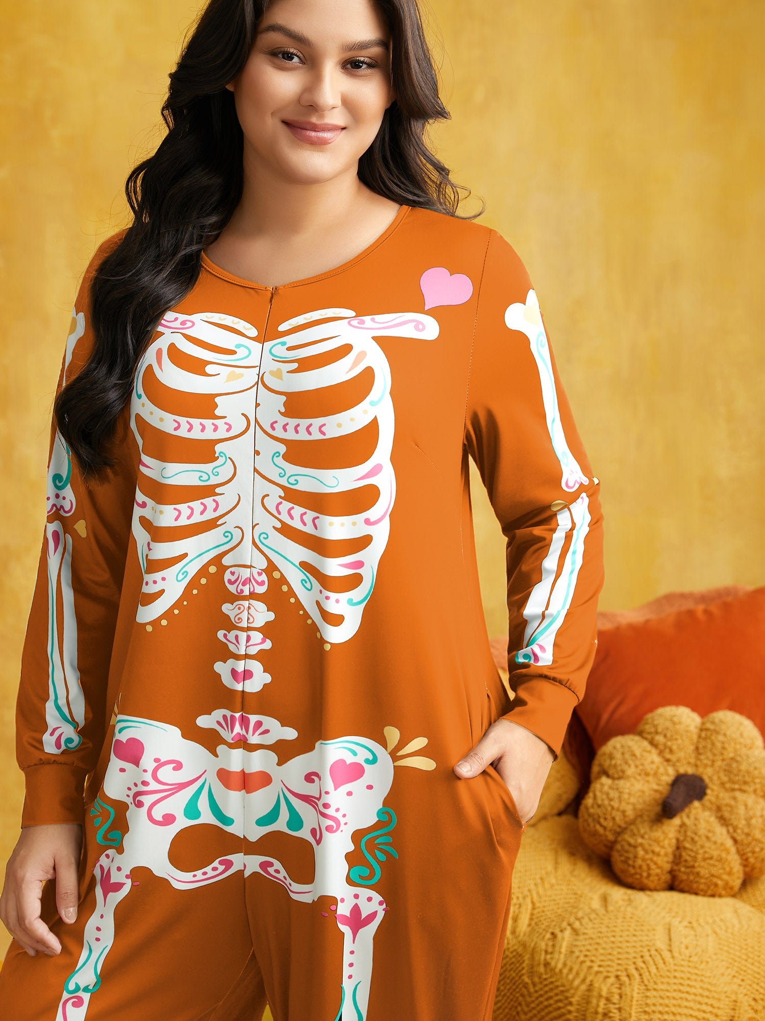 Skeletal Rib Invisible Zipper Romper - Image 15