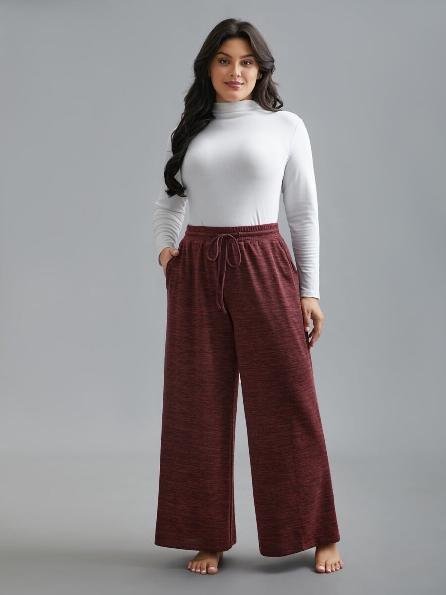 Heather Drawstring Loose Lounge Bottoms - Image 16