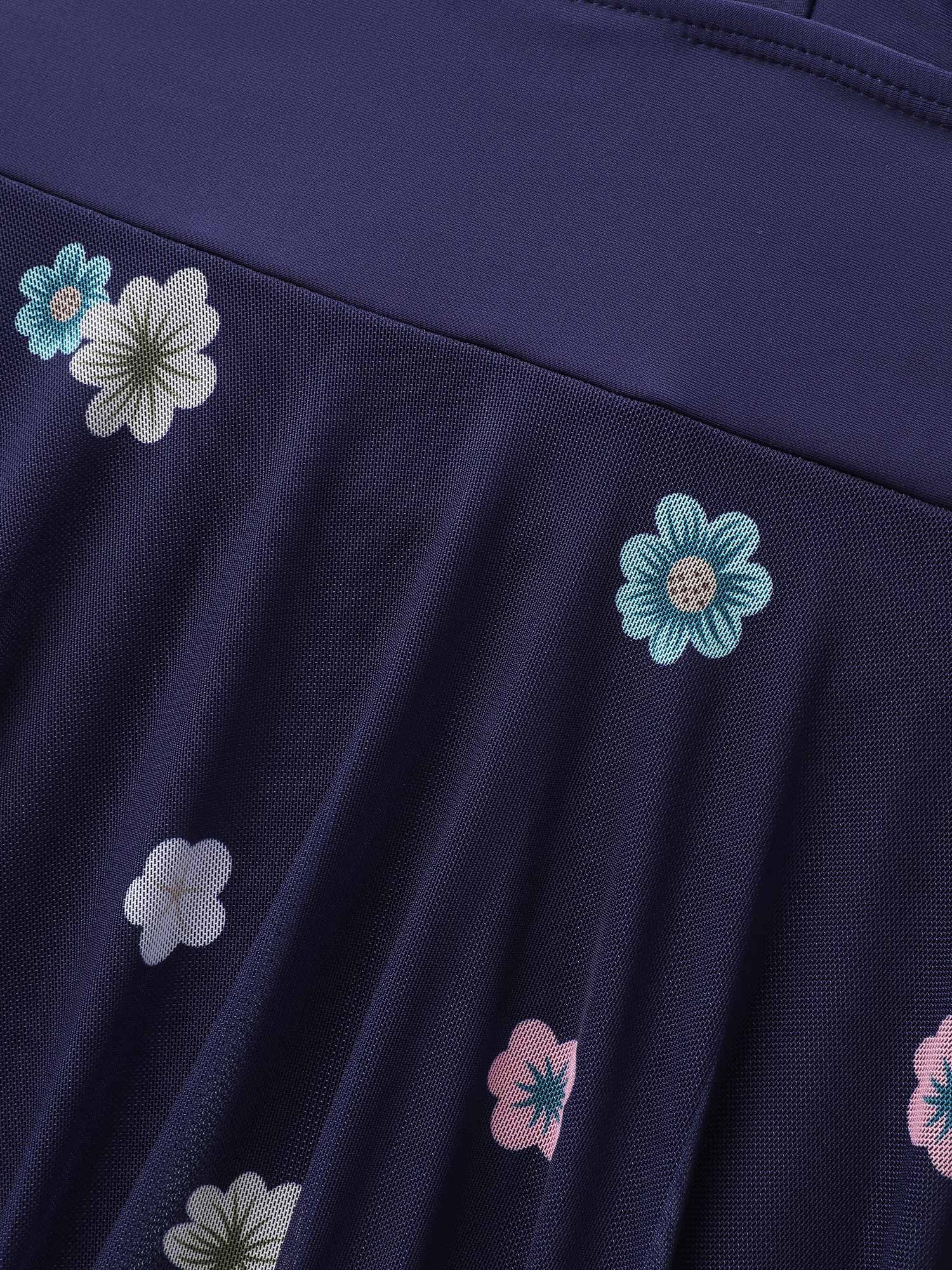 Flowers Patchwork Mesh Hanky Hem Swim Dress - Image 6