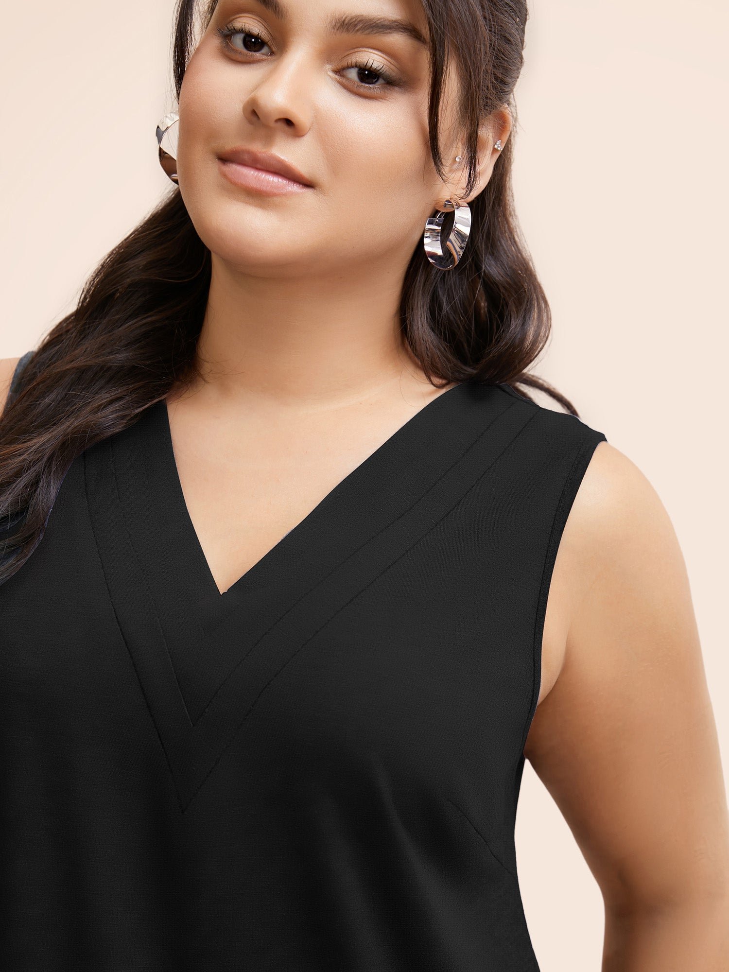 Solid Heather Pleated Split Hem Tank Top - Image 3