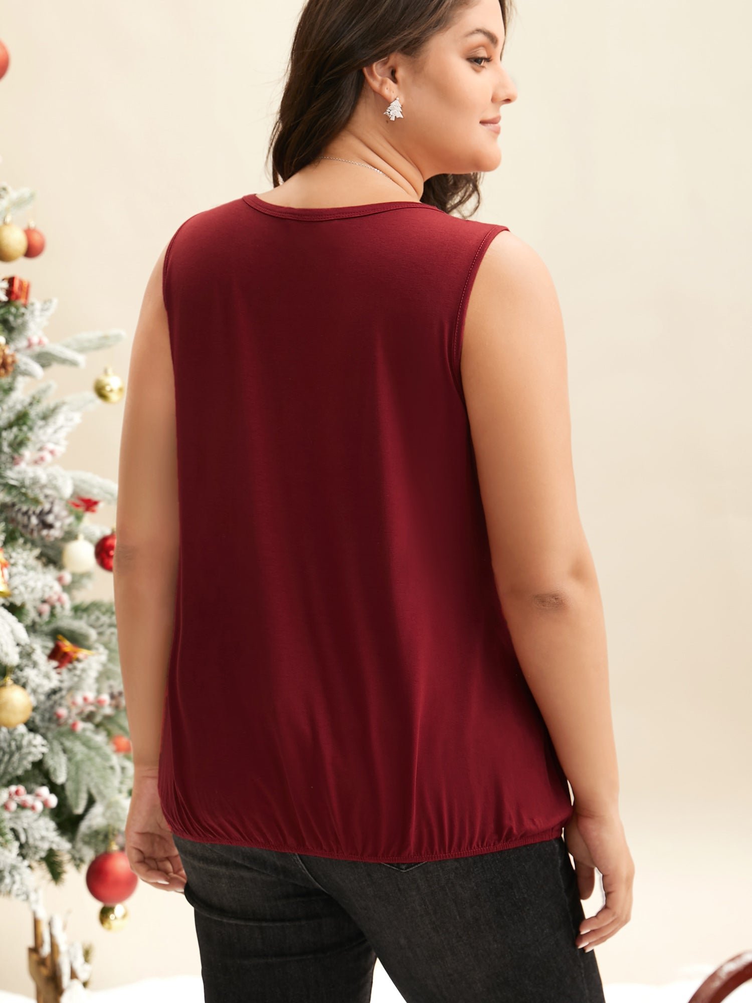 Festive Neck Cut-Out Cami - Image 5