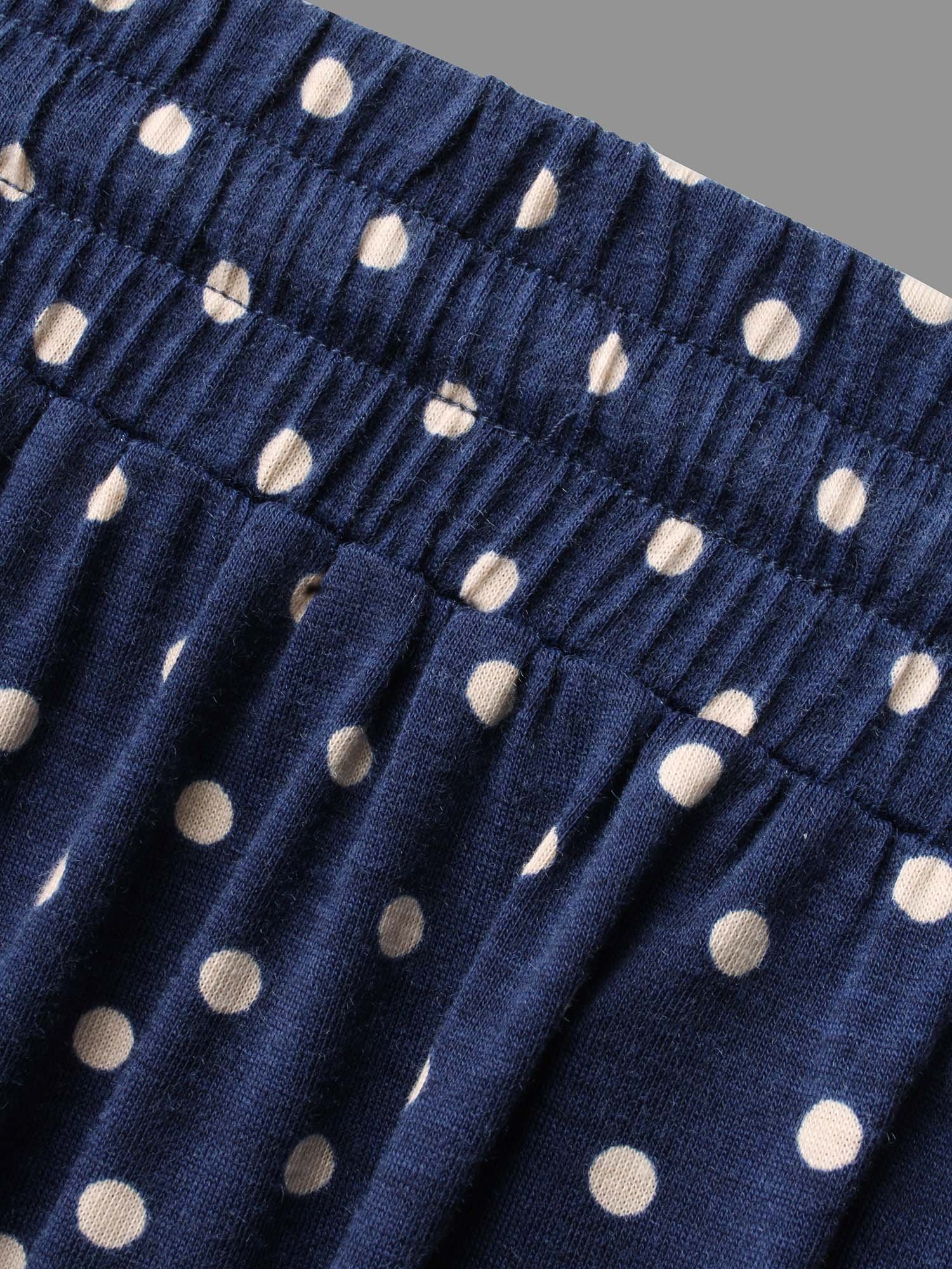 Polka Dot Drawstring Elastic Waist Lounge Bottoms - Image 5