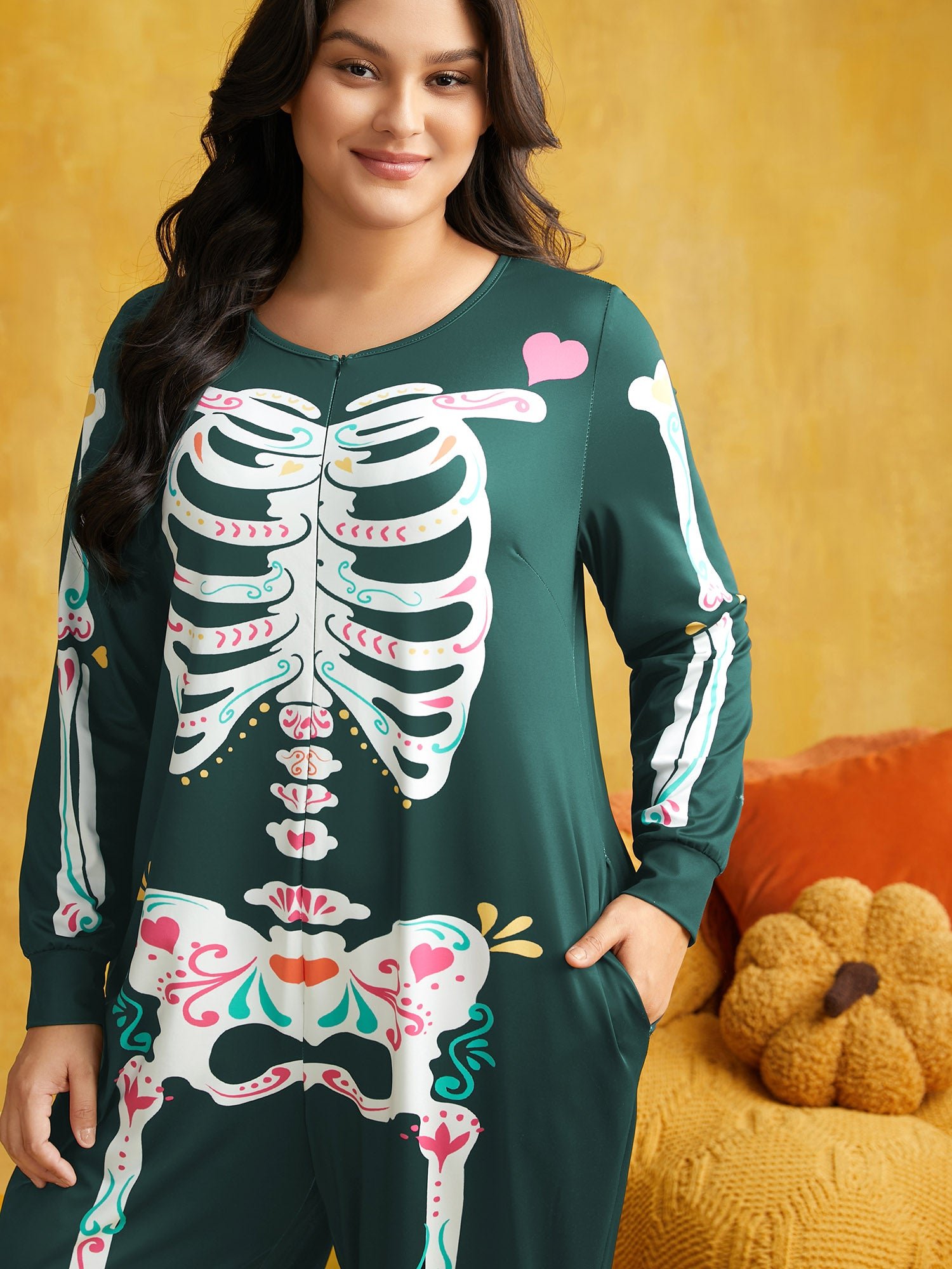 Skeletal Rib Invisible Zipper Romper - Image 7