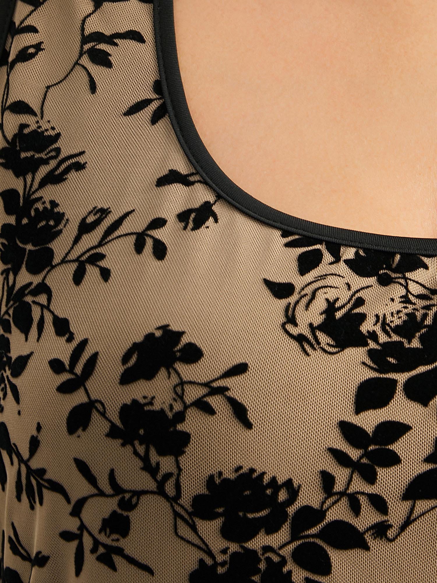 Silhouette Floral Print Flocking Square Neck Tank Top - Image 9