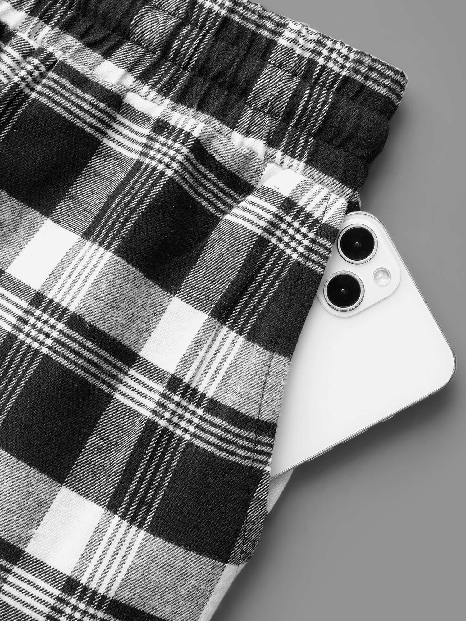 Plaid Drawstring Elastic Waist Lounge Bottoms - Image 7