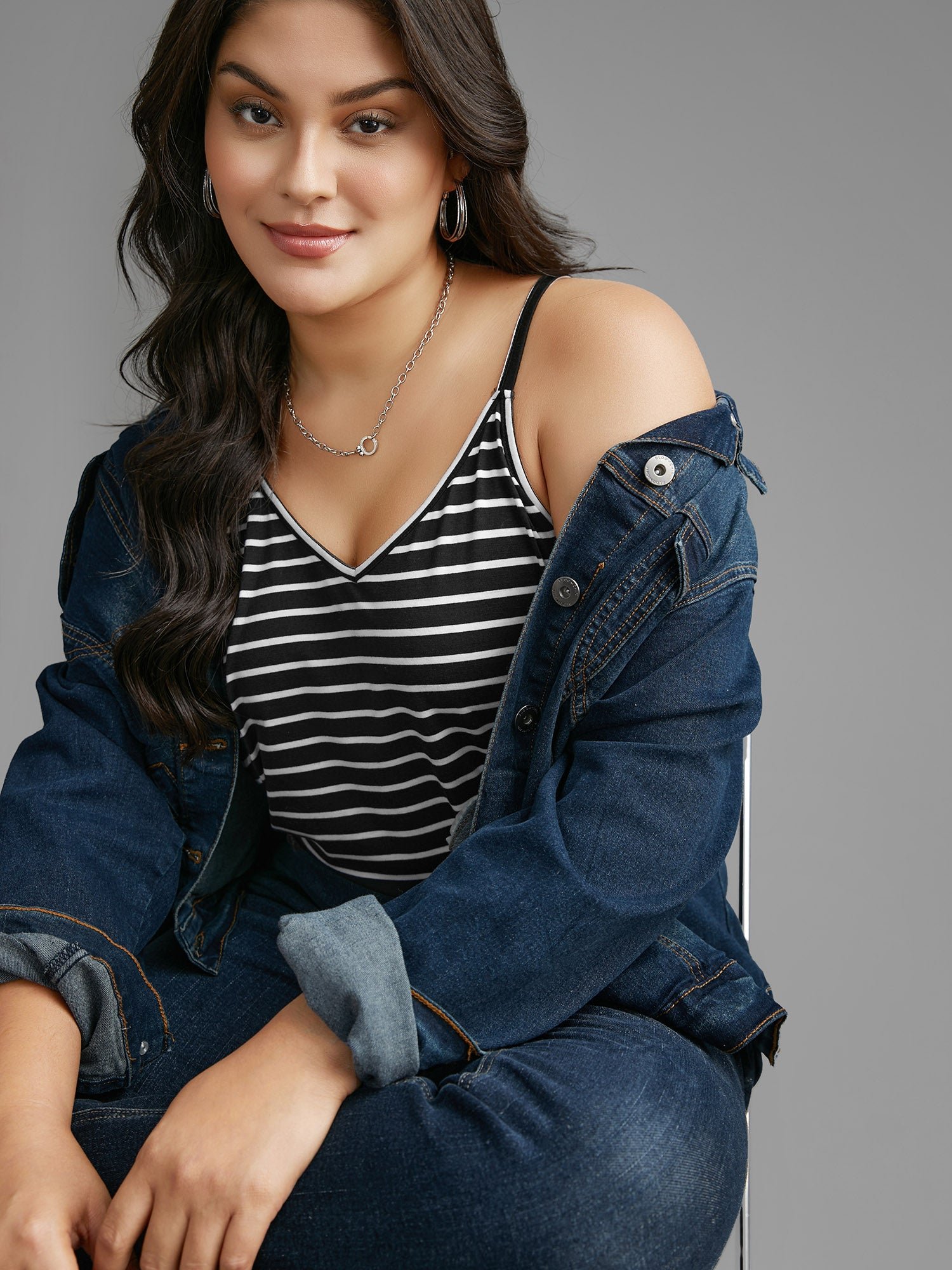 Striped Curved Hem Cami Top - Image 4