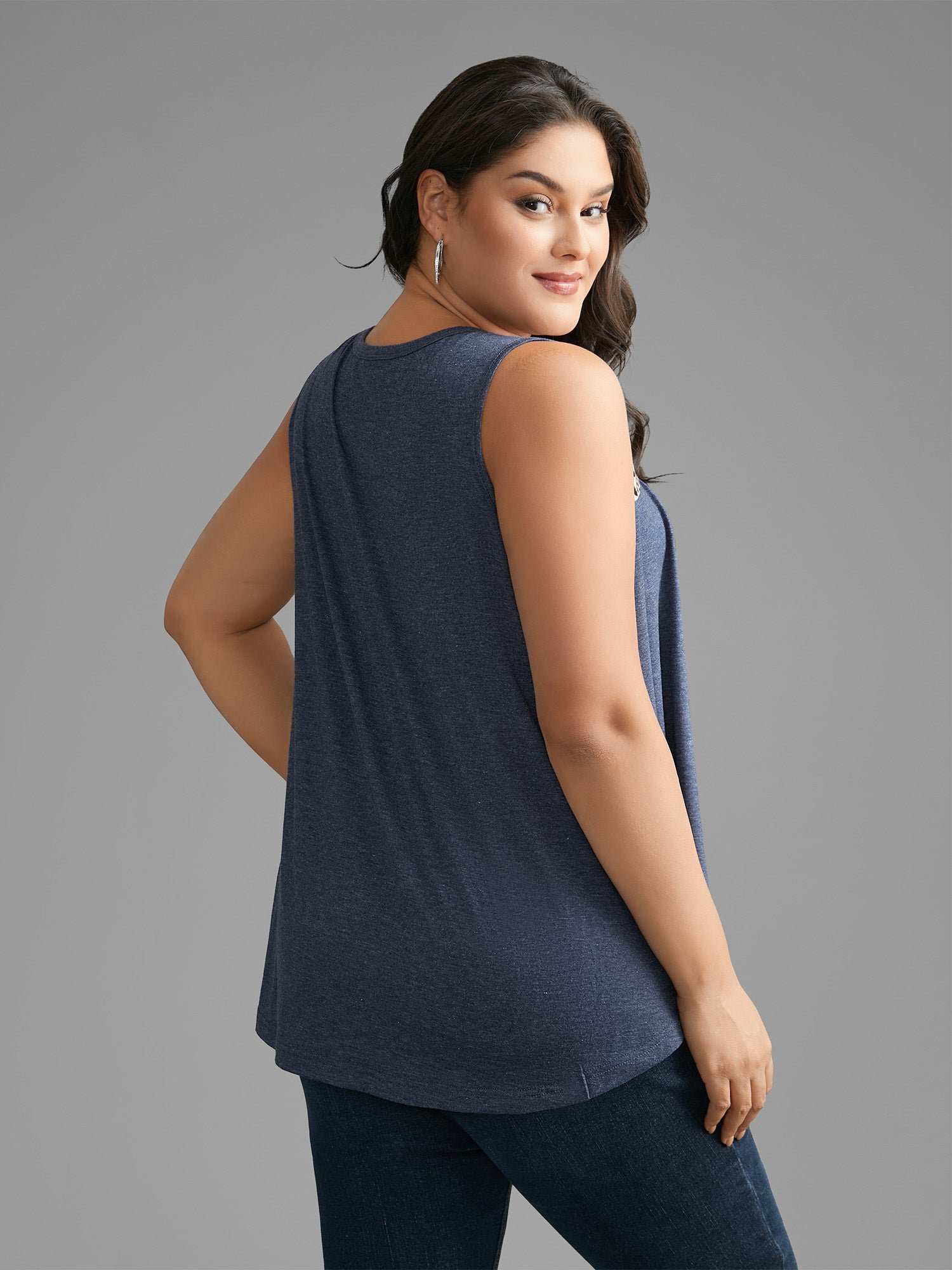 Leopard Print Patchwork Gathered Tank Top - Image 4