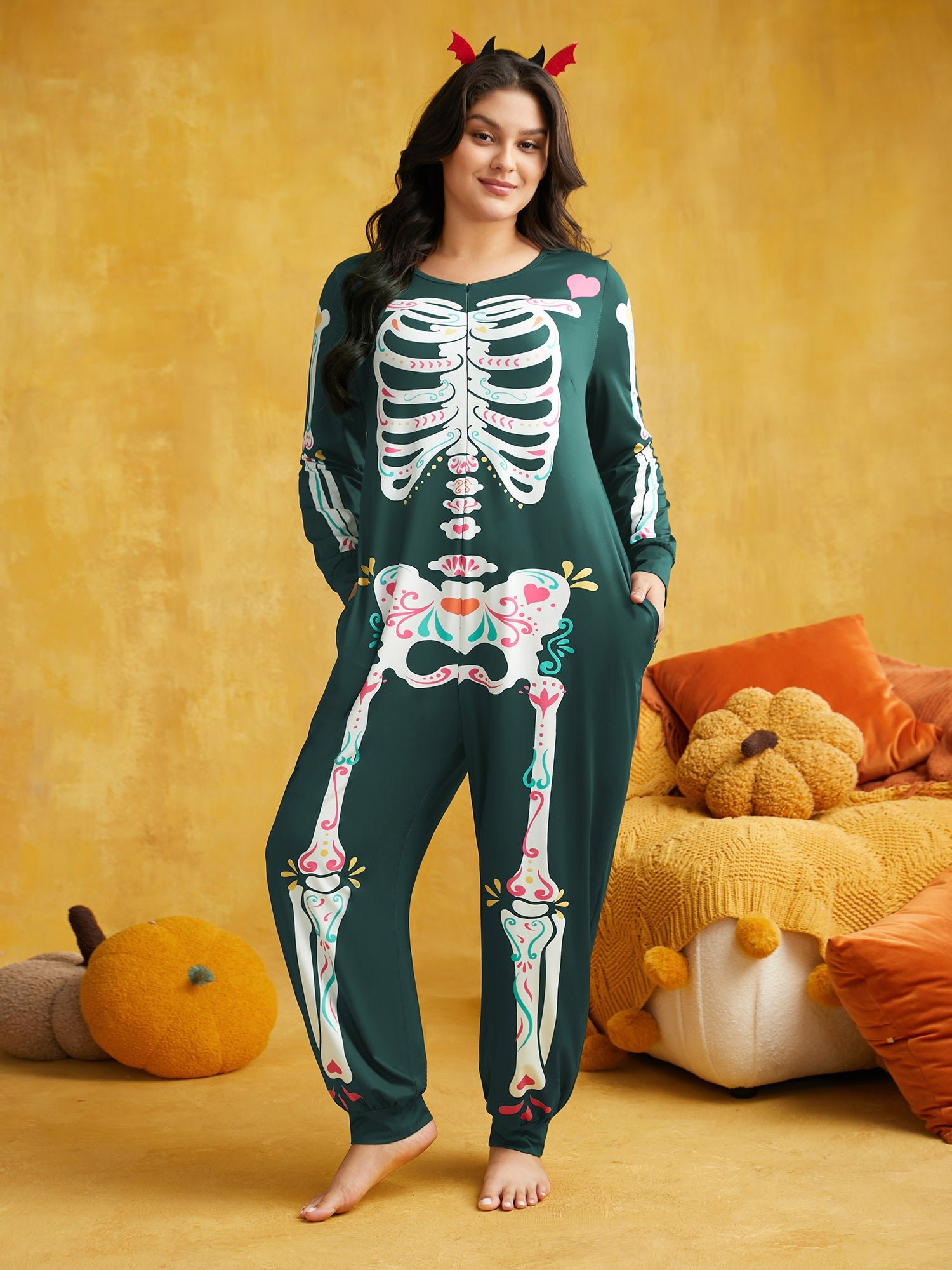 Skeletal Rib Invisible Zipper Romper - Image 5