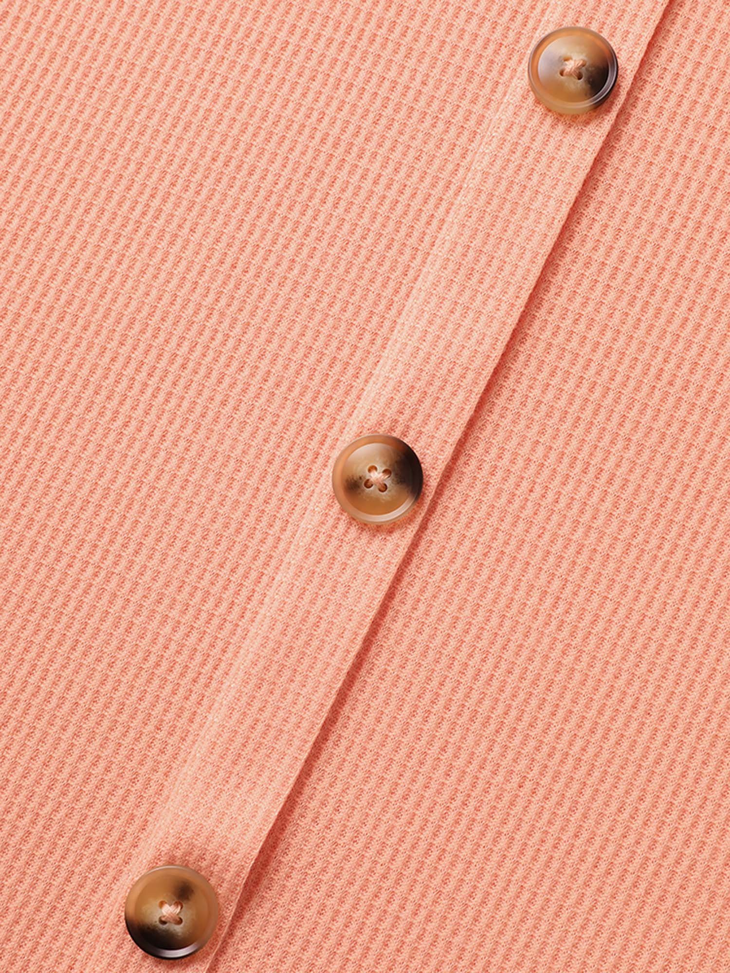 Solid Button Detail Waffle Knit Tank Top - Image 11