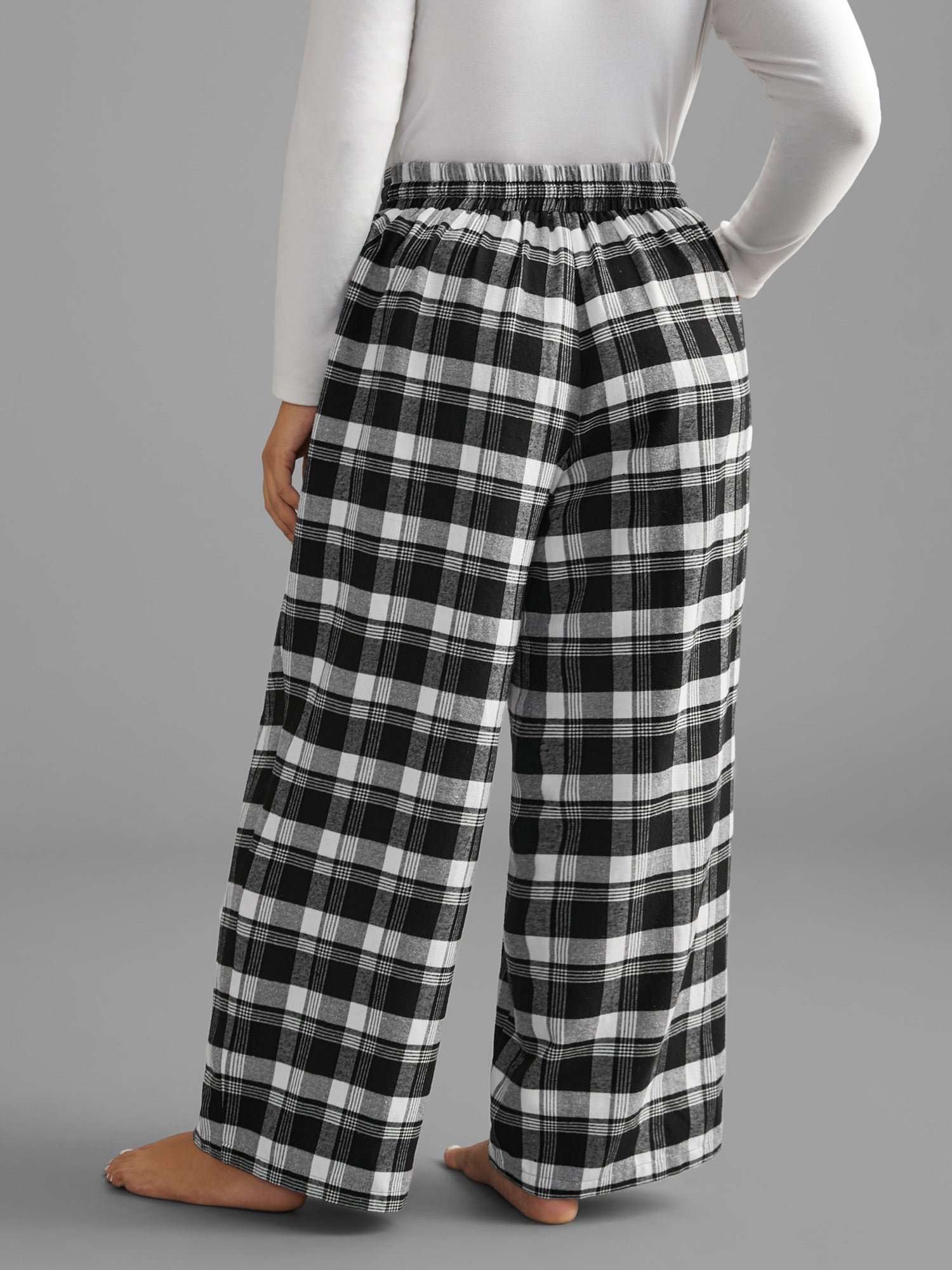 Plaid Drawstring Elastic Waist Lounge Bottoms - Image 3