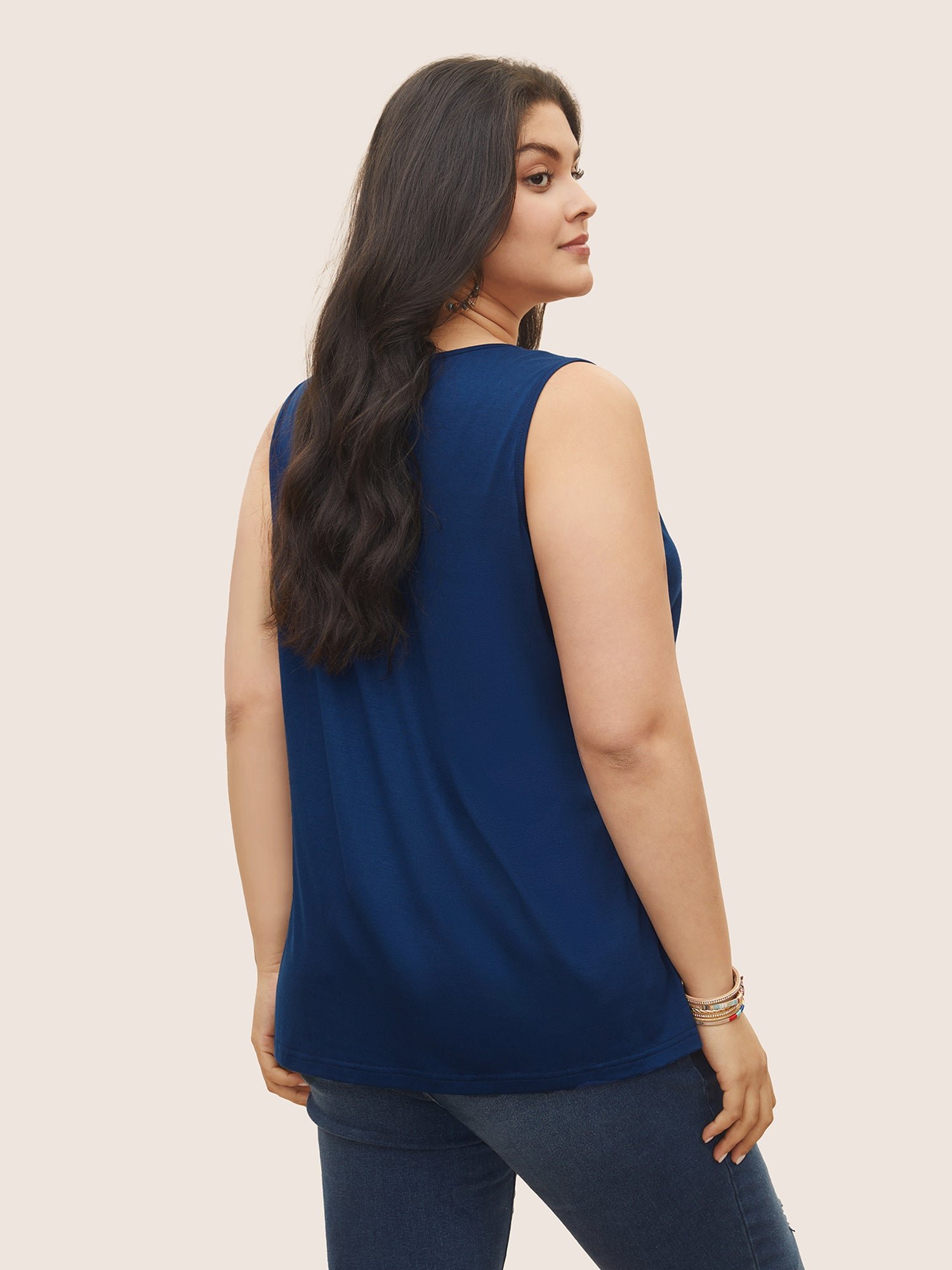 Tropical Vacation Print Crew Neck Tank Top - Image 3