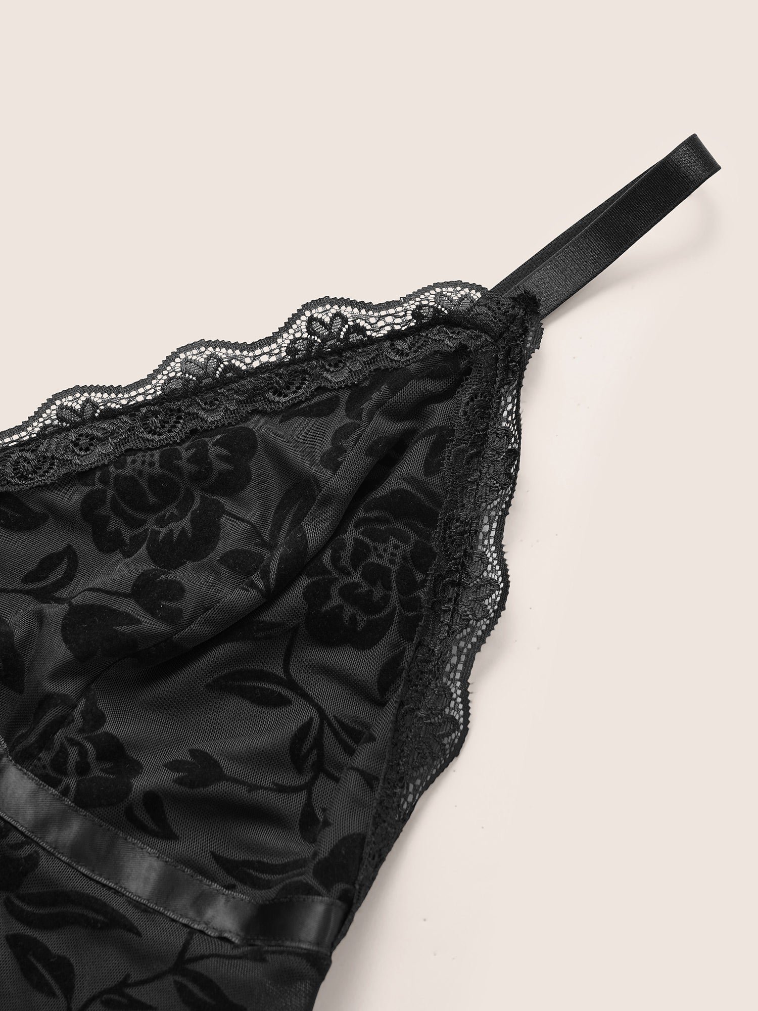 Silhouette Floral Print Lace Panel Bowknot Sleep Dress - Image 6