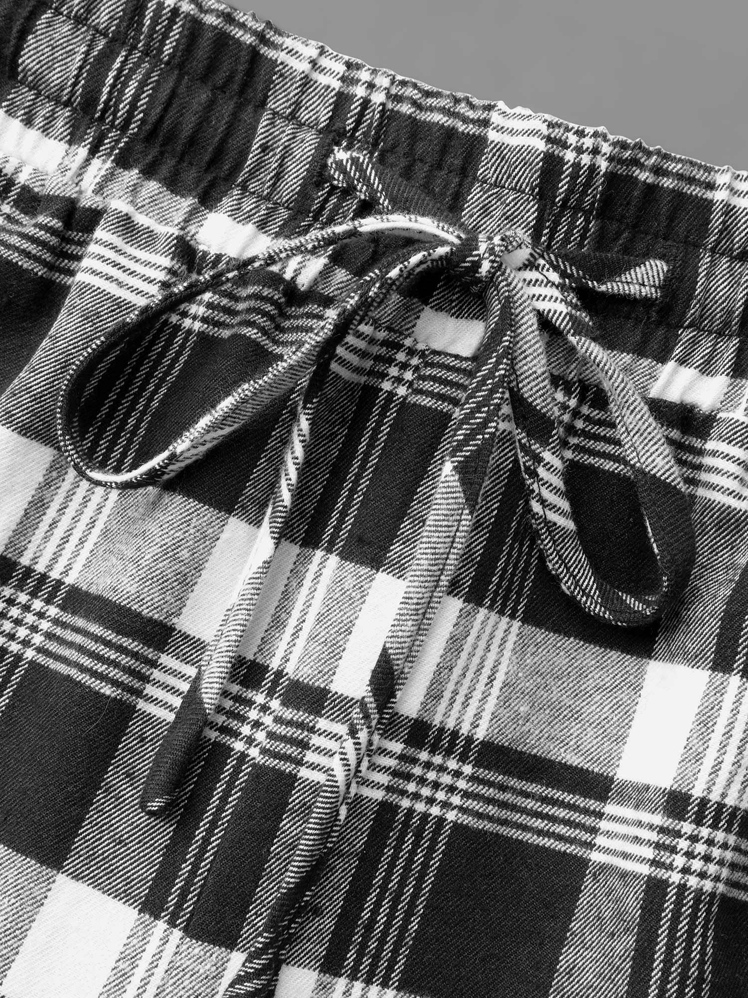 Plaid Drawstring Elastic Waist Lounge Bottoms - Image 6