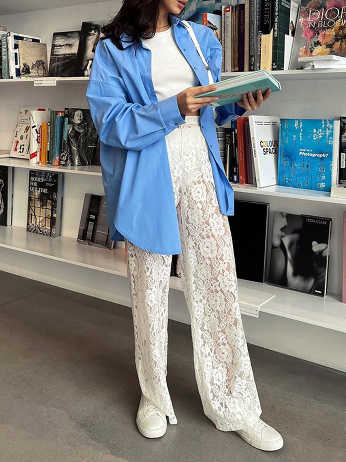 Sheer Lace Wide Leg Pants - Image 2