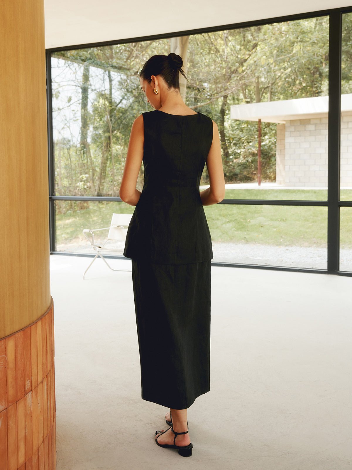 Basic Linen Blends Solid Vest - Image 4