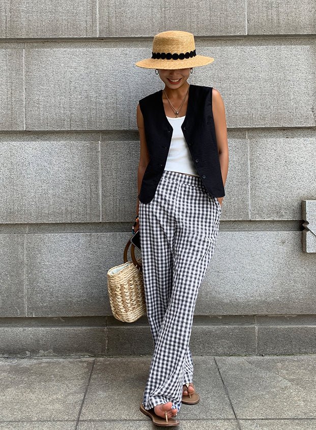 Casual Plaid Wide Leg Pants - Image 7