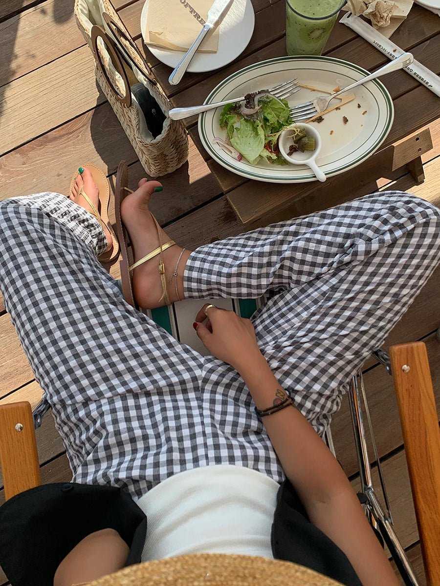 Casual Plaid Wide Leg Pants - Image 4