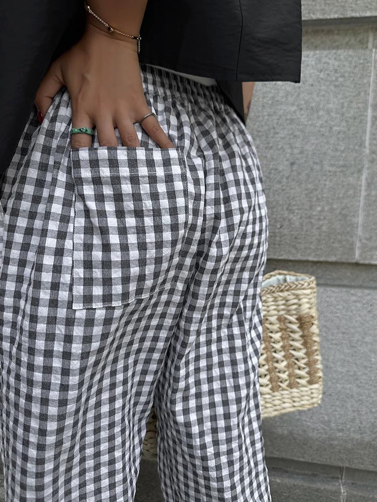 Casual Plaid Wide Leg Pants - Image 6