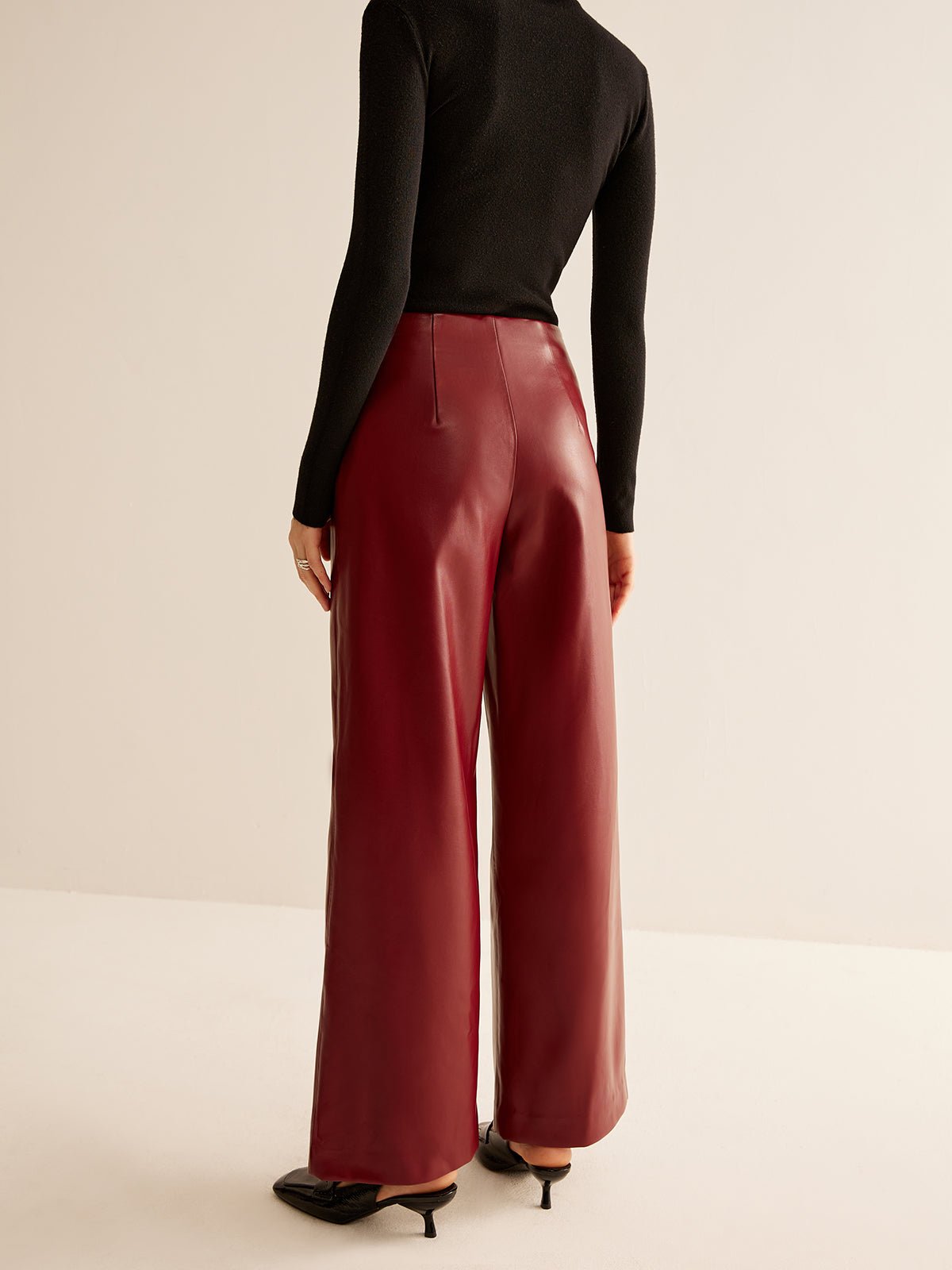 Retro Regular PU Leather Pants - Image 5