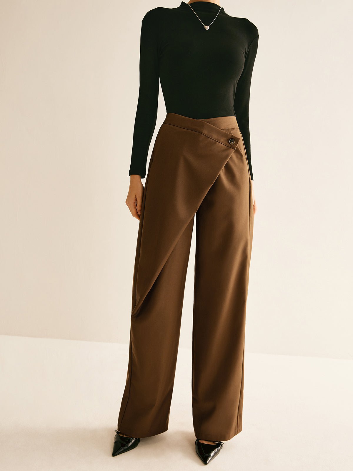 Asymmetrical Mid-Waist Straight Pants - Image 4