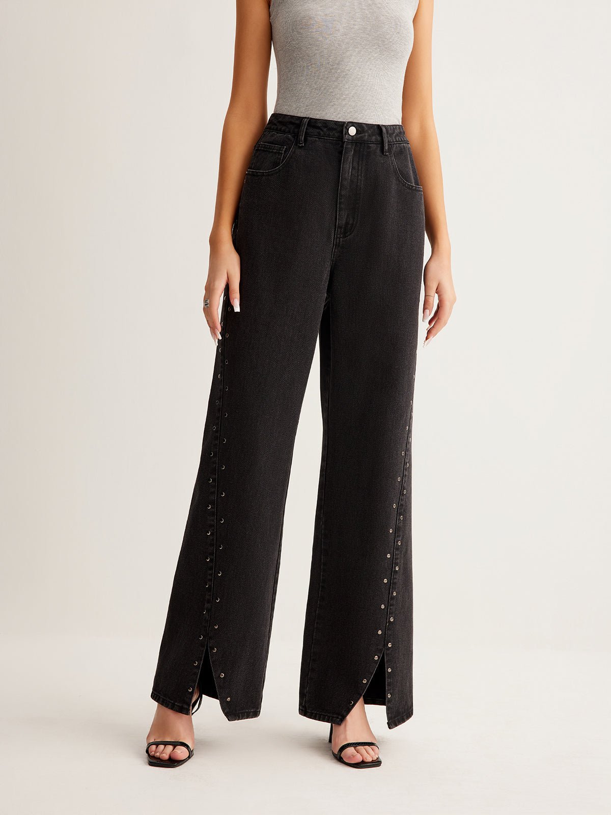 Studded Wide-Leg Denim Jeans - Image 3