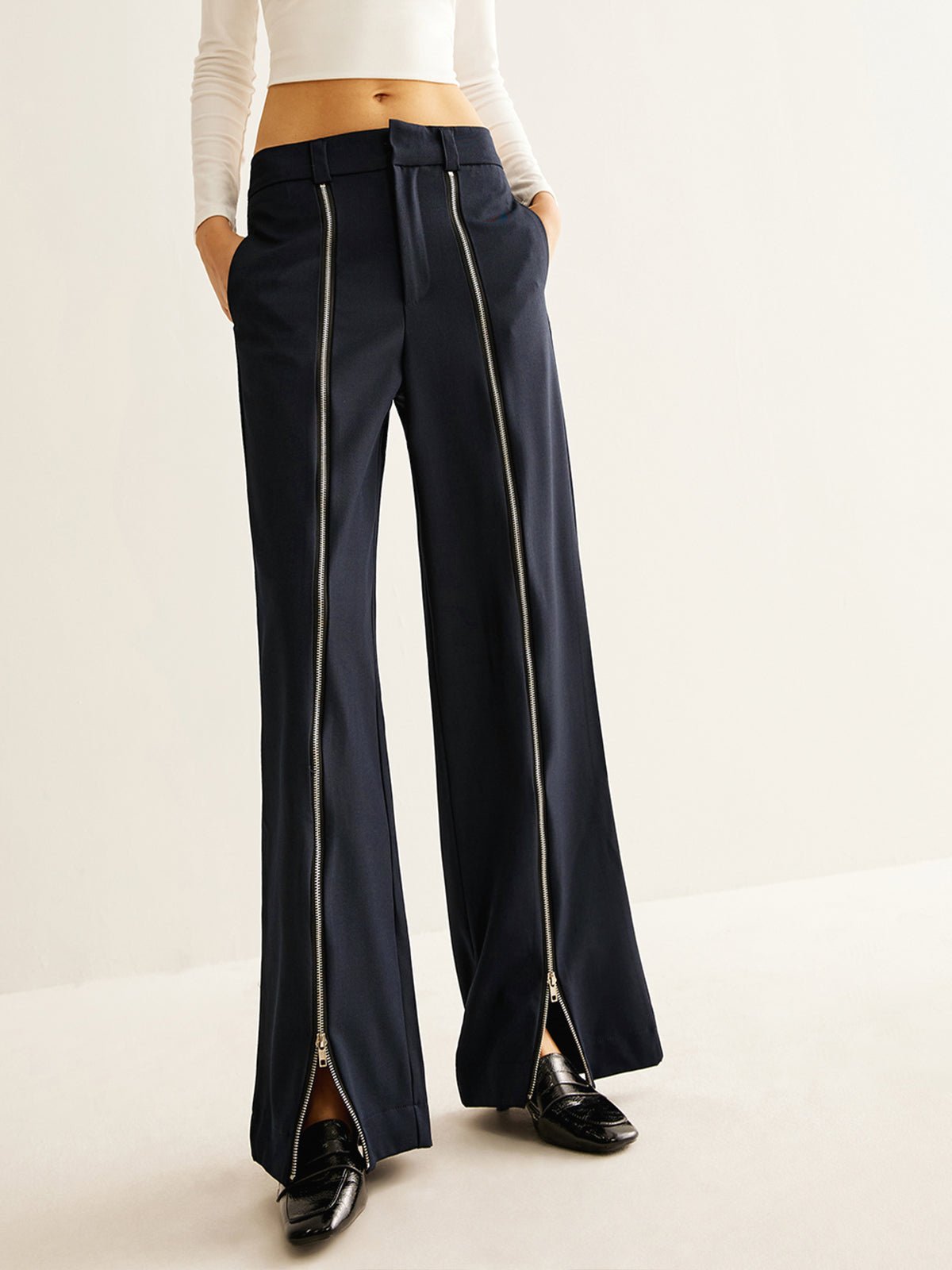 Front Zipper Straight Pants - Image 2