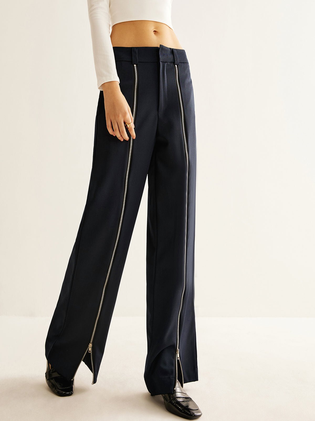 Front Zipper Straight Pants - Image 3