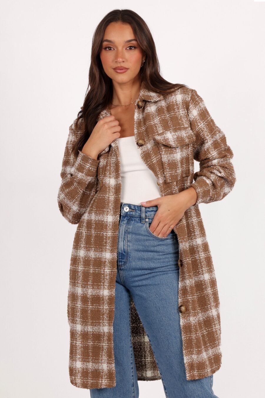 Shacket - Tan/White - Image 3