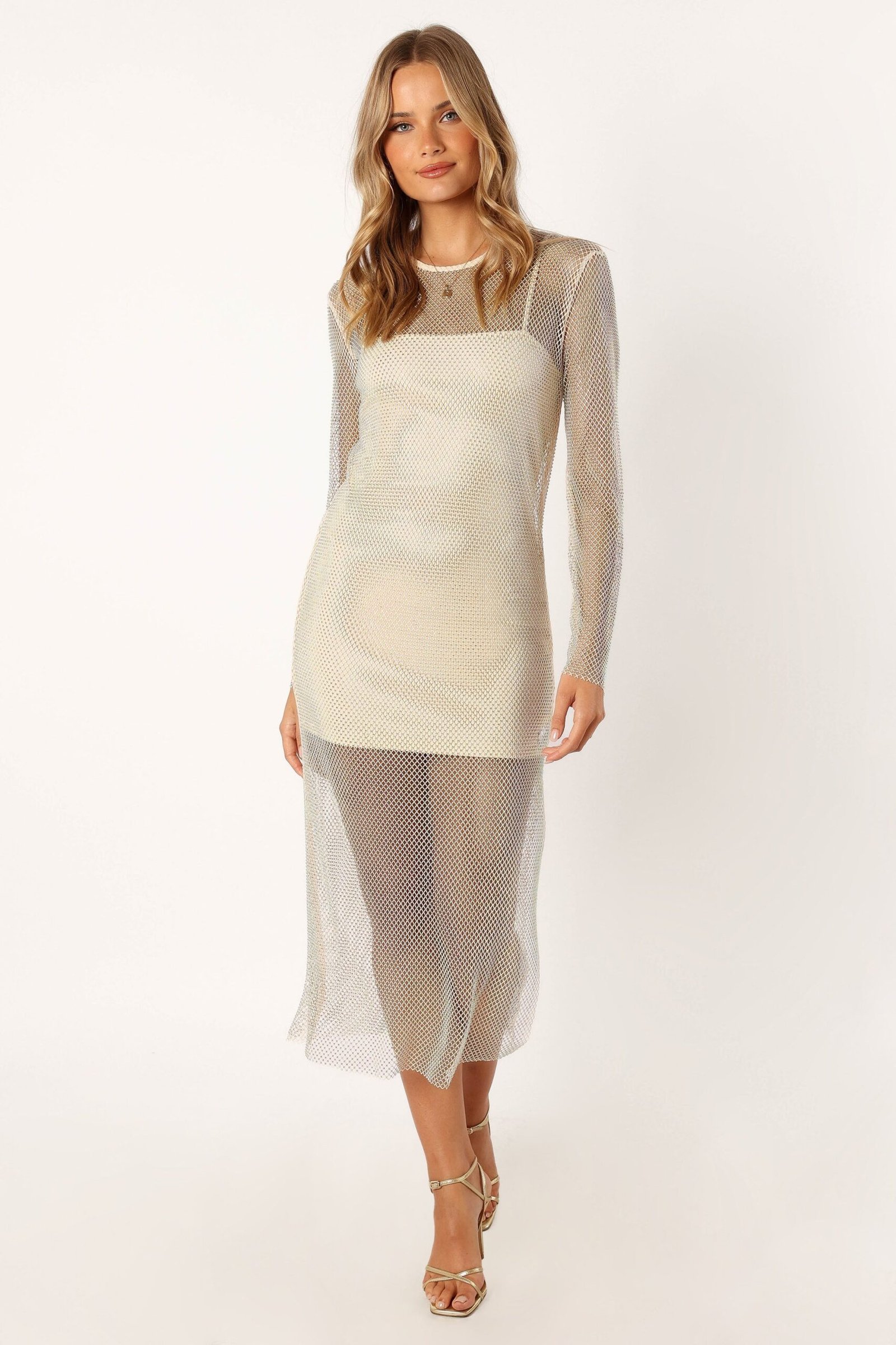 Long Sleeve Maxi Dress - Champagne - Image 5