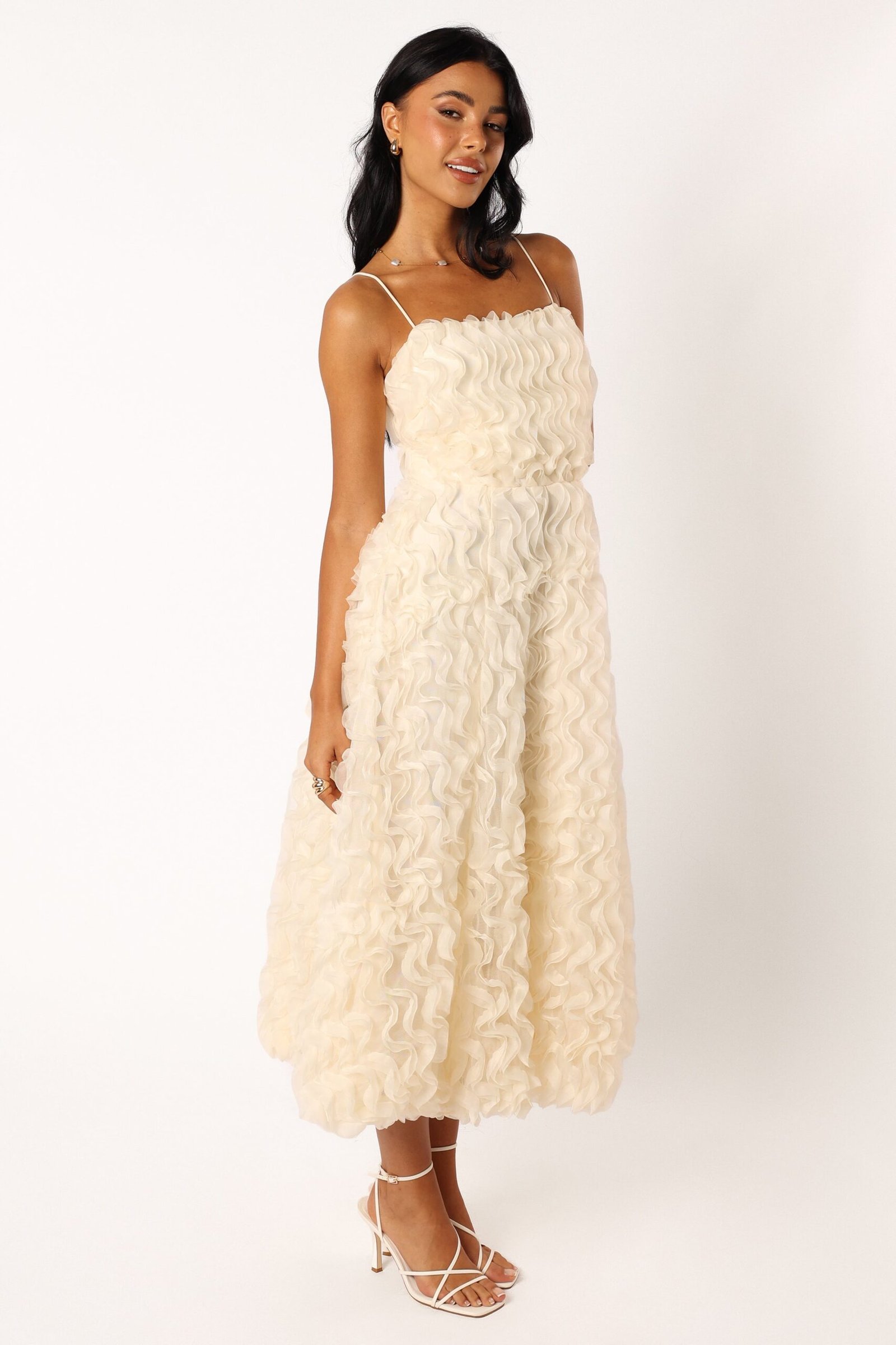 Textured Midi Dress - White - Image 3