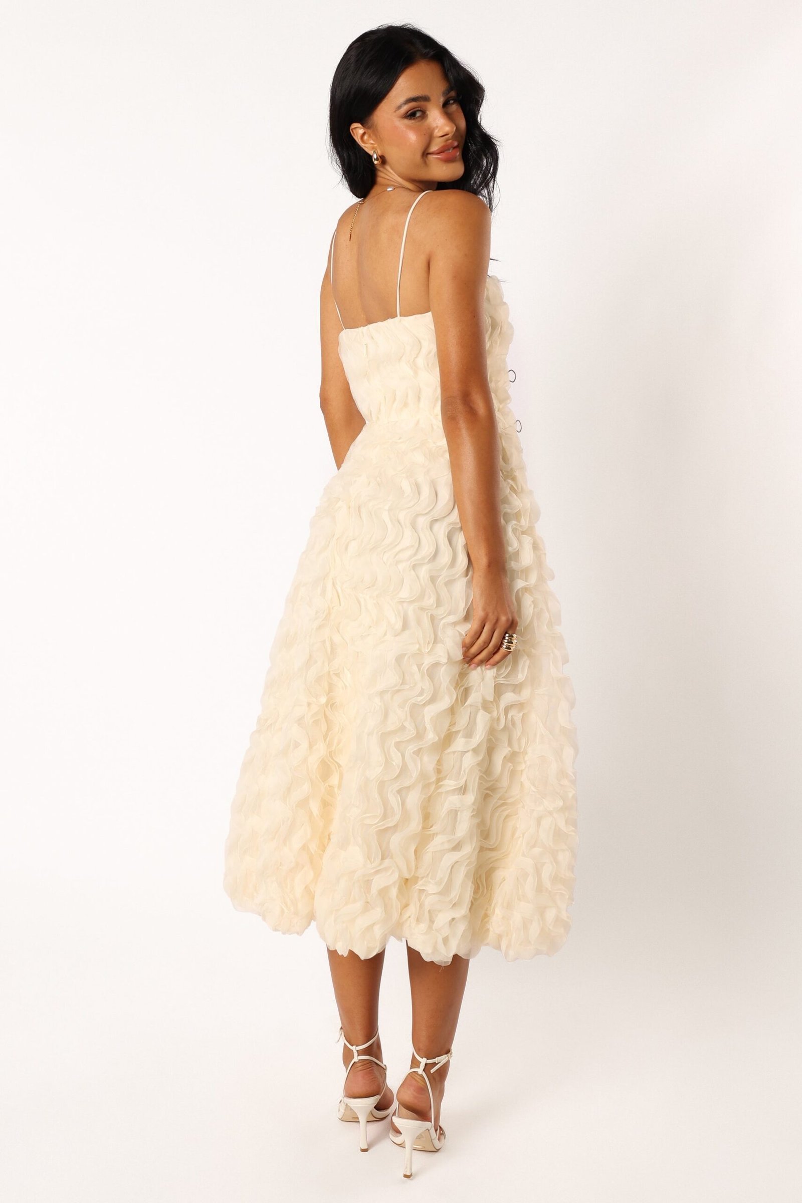 Textured Midi Dress - White - Image 5