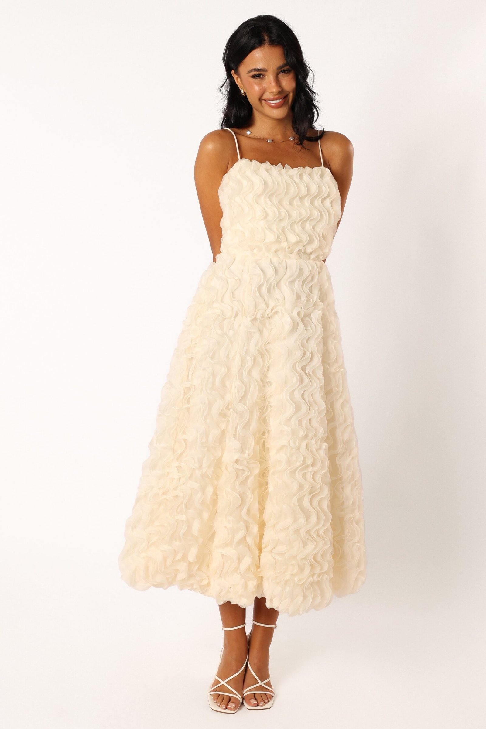 Textured Midi Dress - White - Image 7