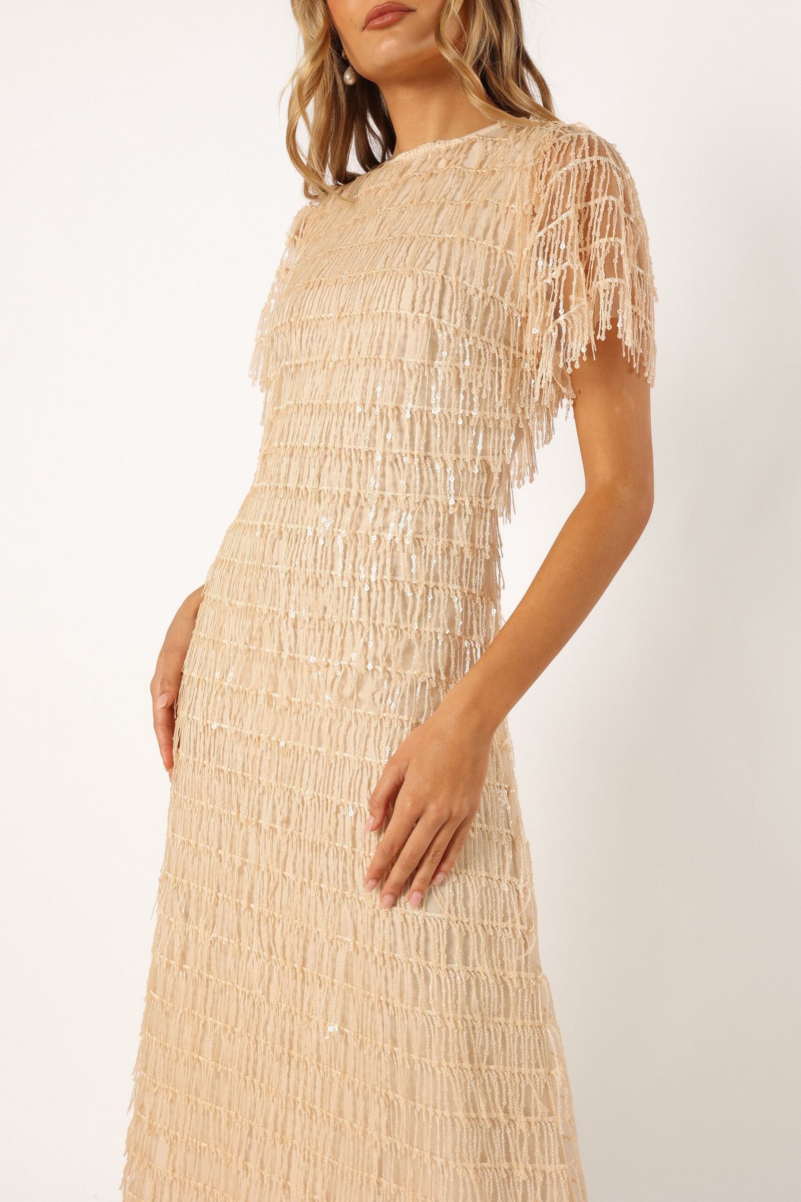 Textured Maxi Dress - Beige - Image 2