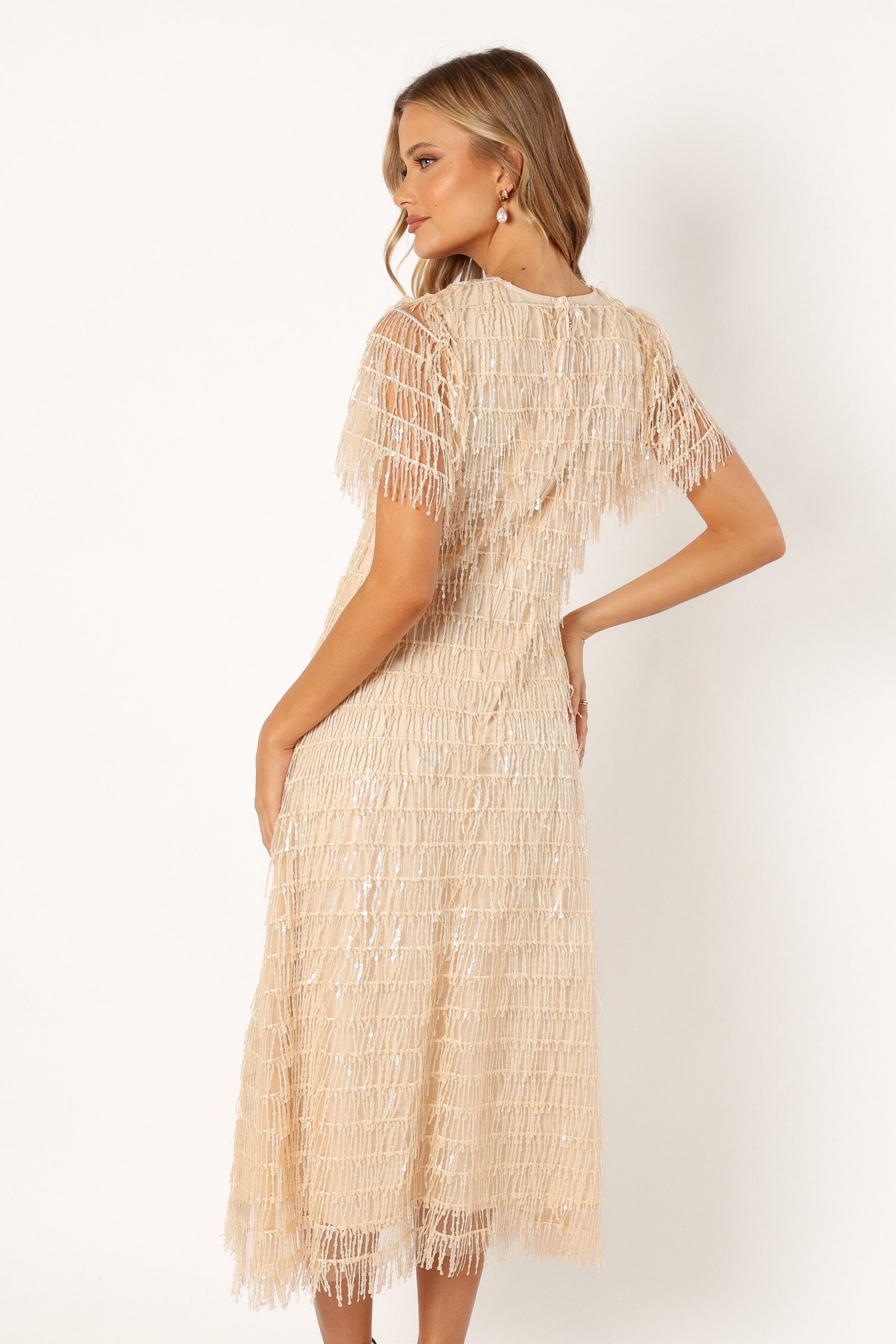 Textured Maxi Dress - Beige - Image 4