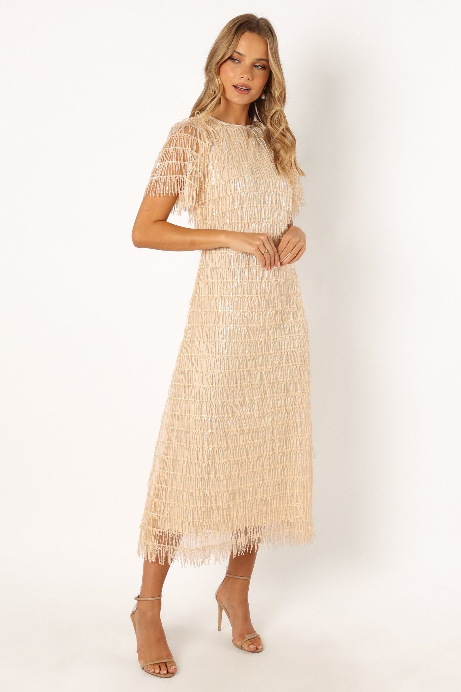 Textured Maxi Dress - Beige - Image 6