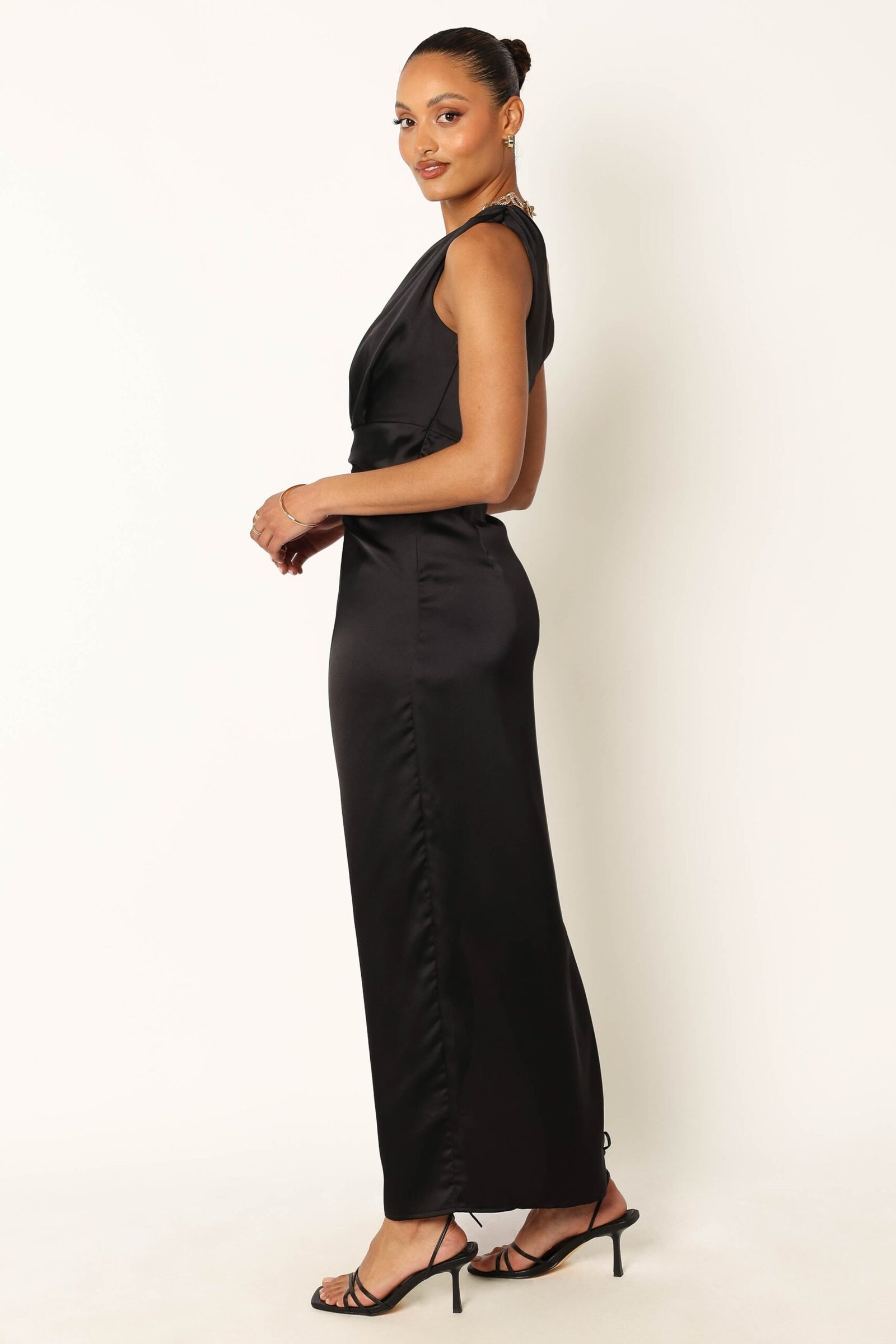 One Shoulder Maxi Dress - Black - Image 6