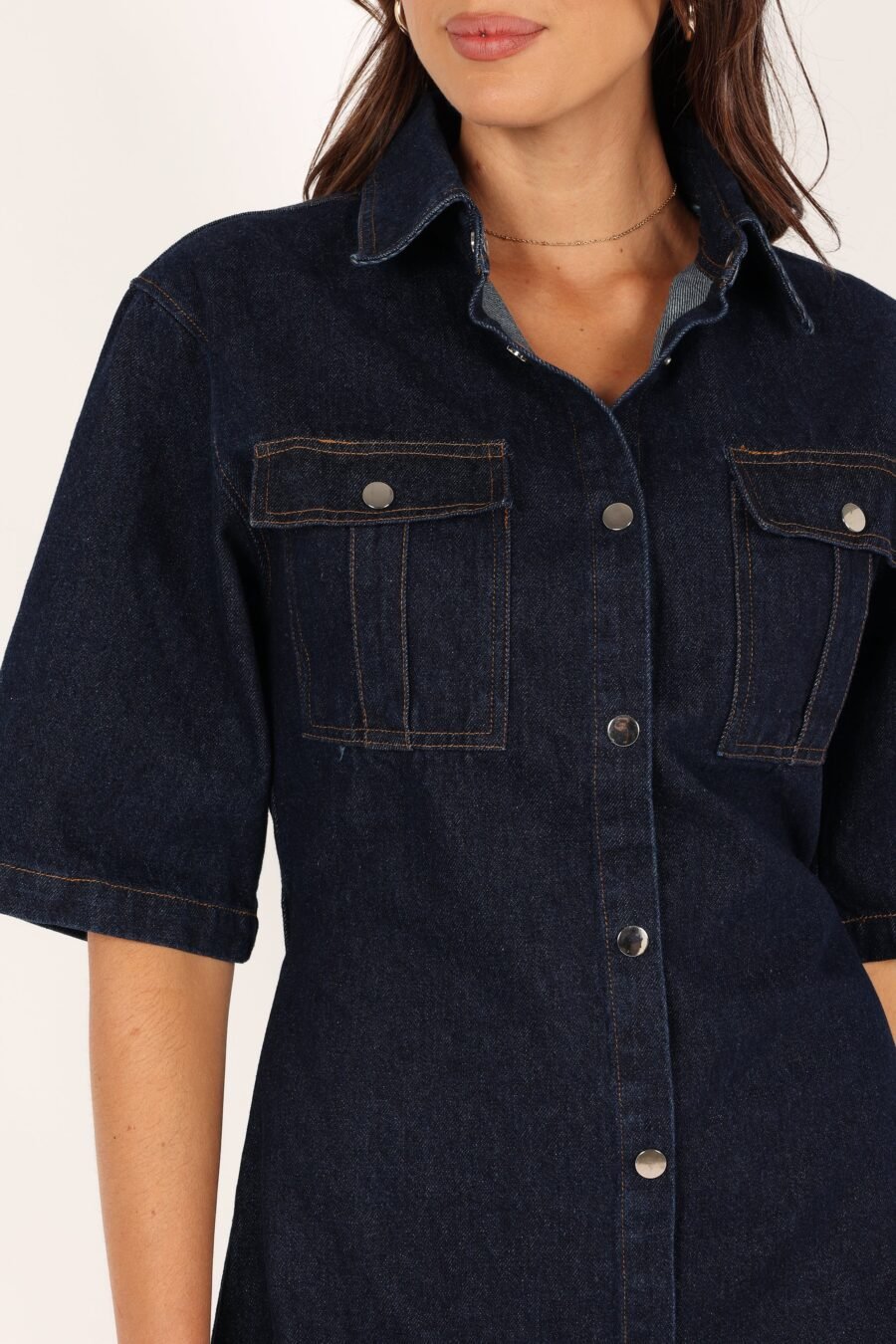 Denim Mini Dress - Dark - Image 2