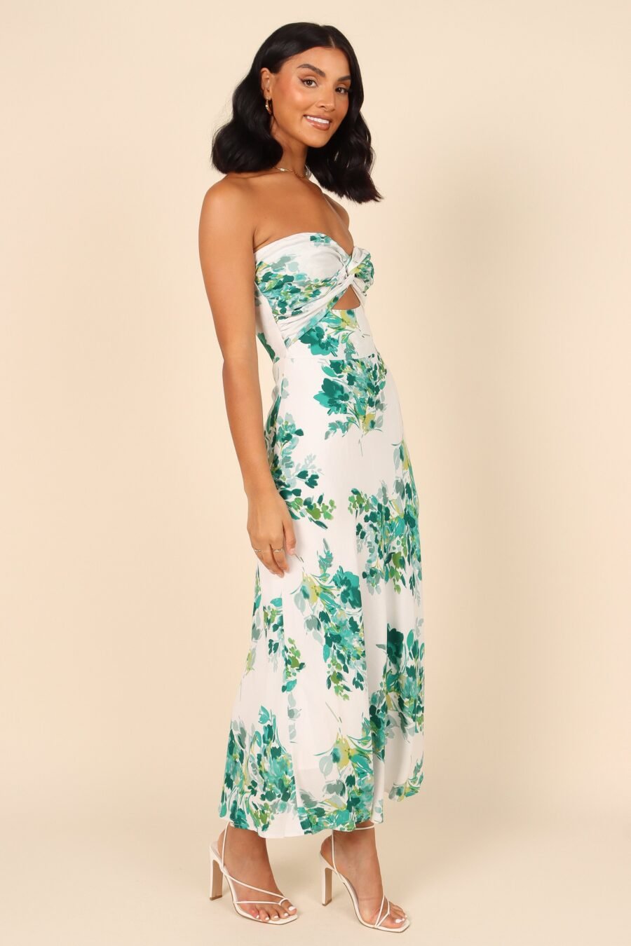Strapless Midi Dress - Green Floral - Image 7