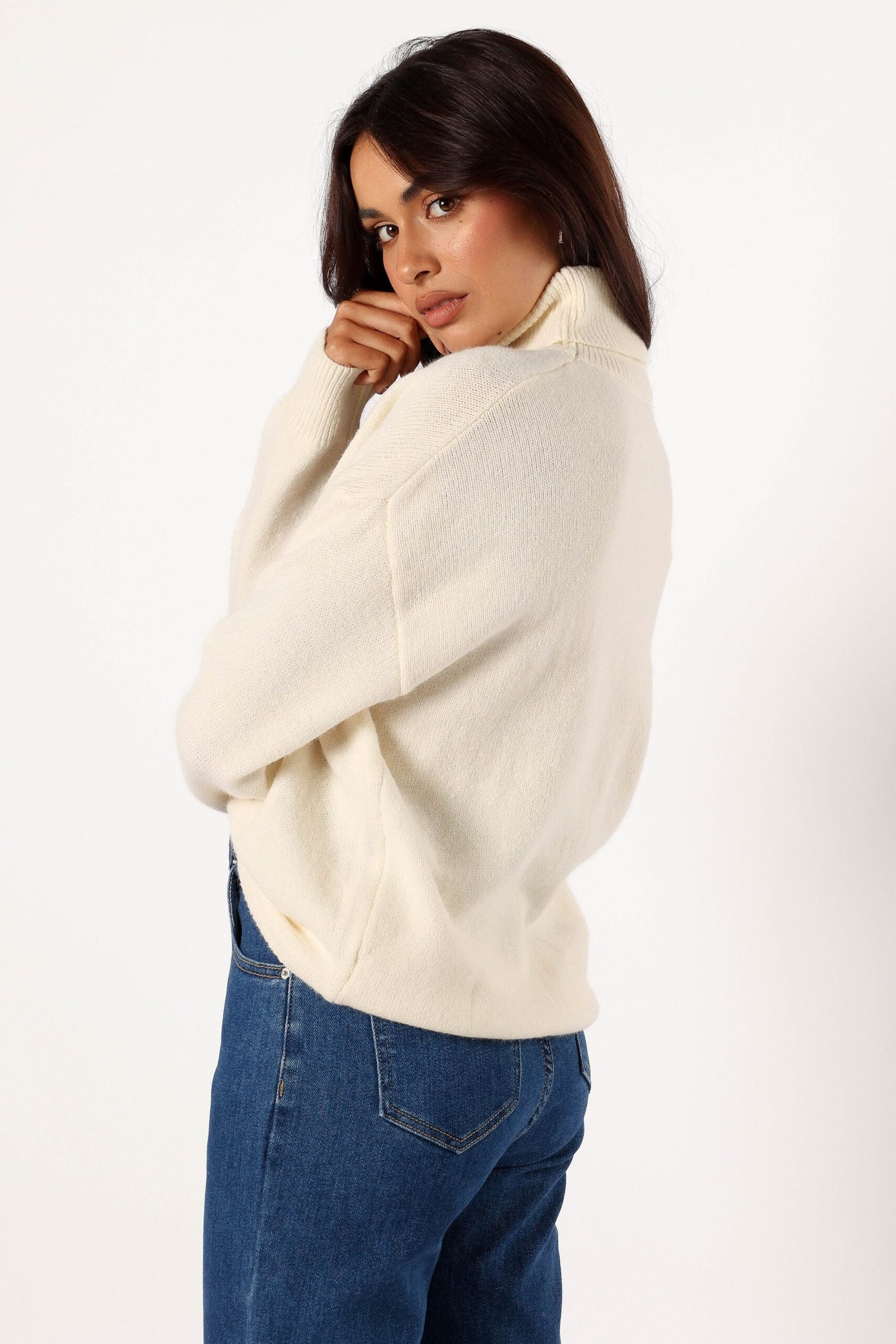 Turtleneck Knit Sweater - Off White - Image 3