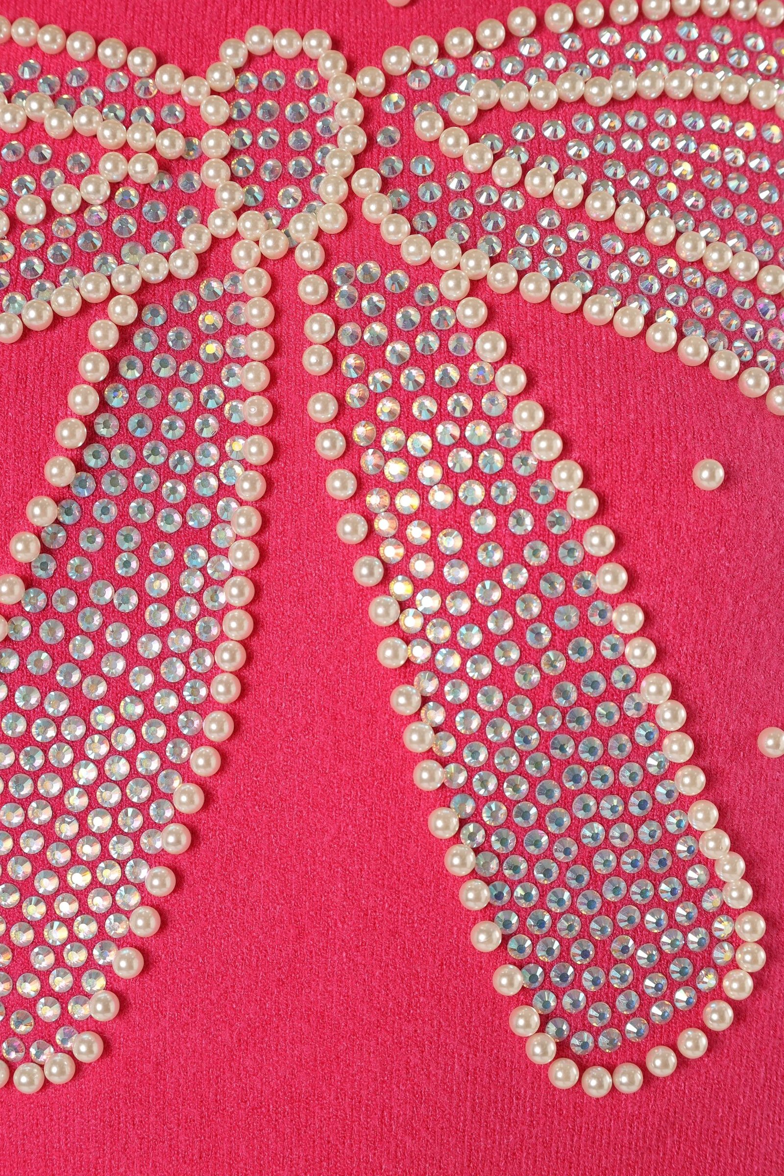 Embellished Bow Knit Sweater - Hot Pink - Image 8