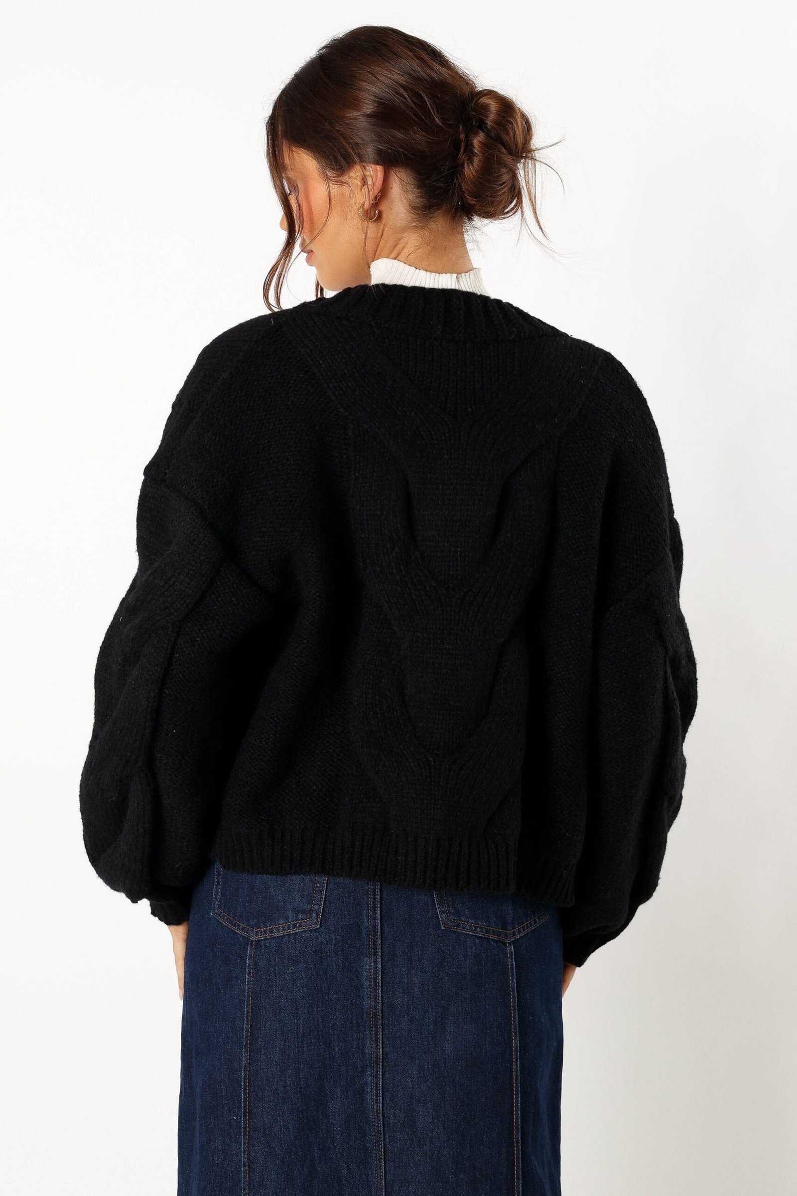 Large Knit Back Cardigan - Black - Image 3