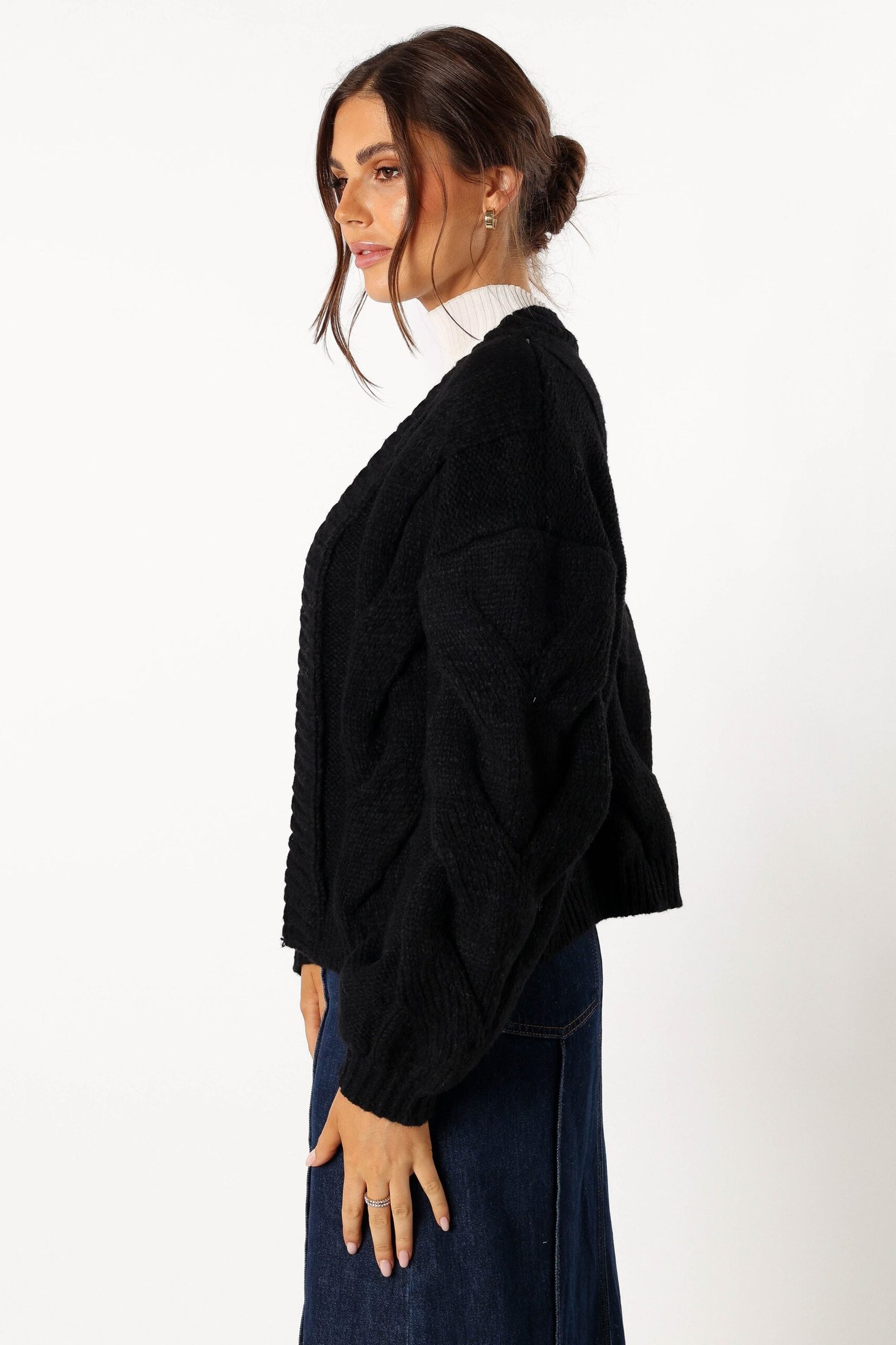Large Knit Back Cardigan - Black - Image 2