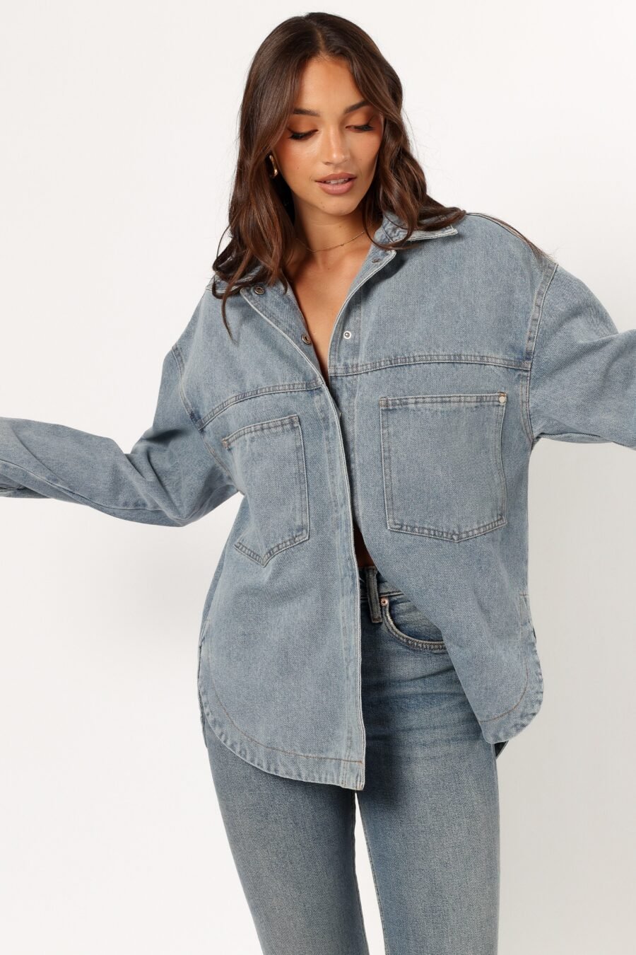 Oversized Denim Shacket - Blue