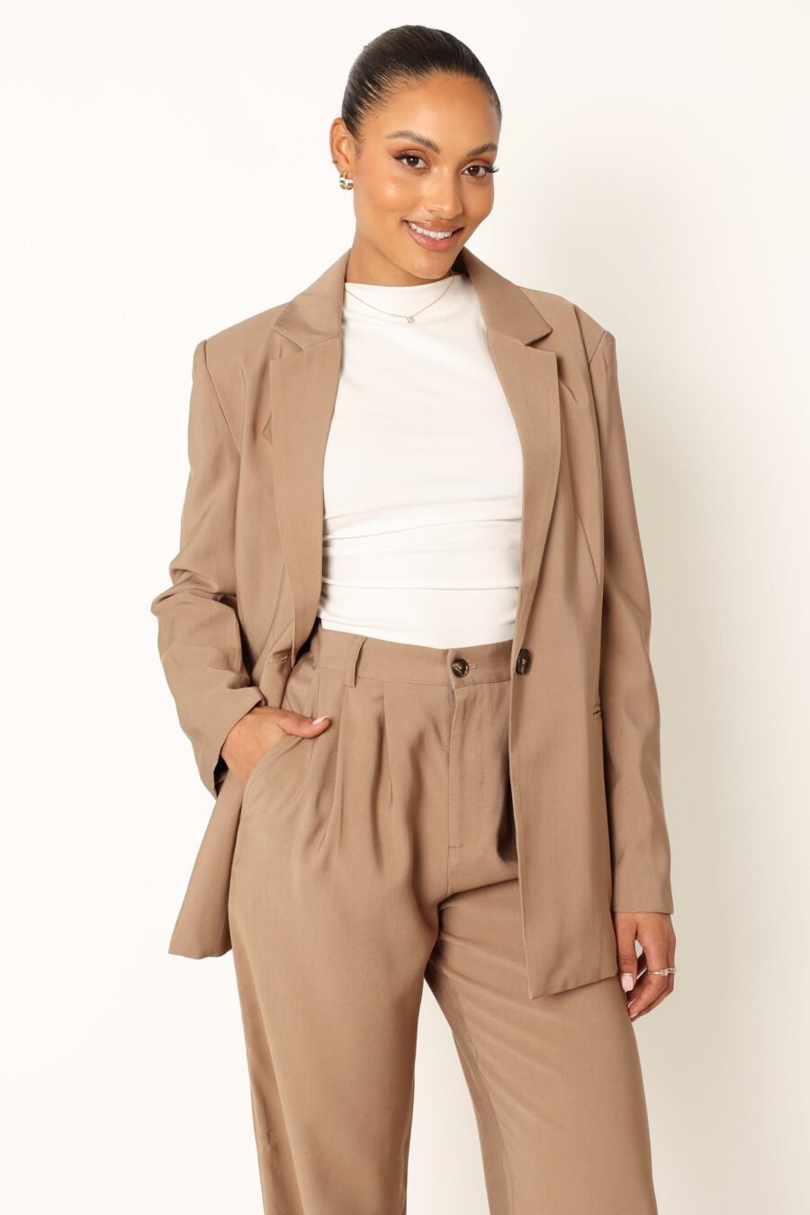 dOversized Blazer - Light Brown - Image 11