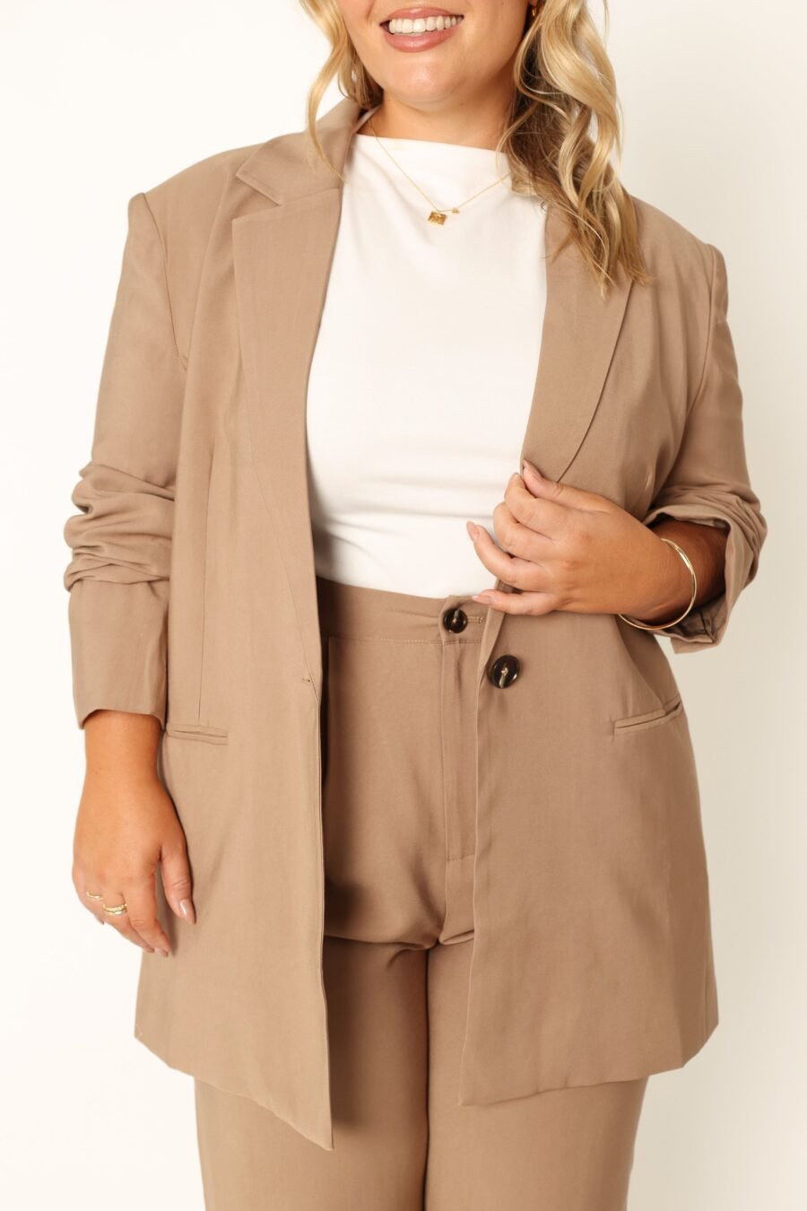 dOversized Blazer - Light Brown - Image 17